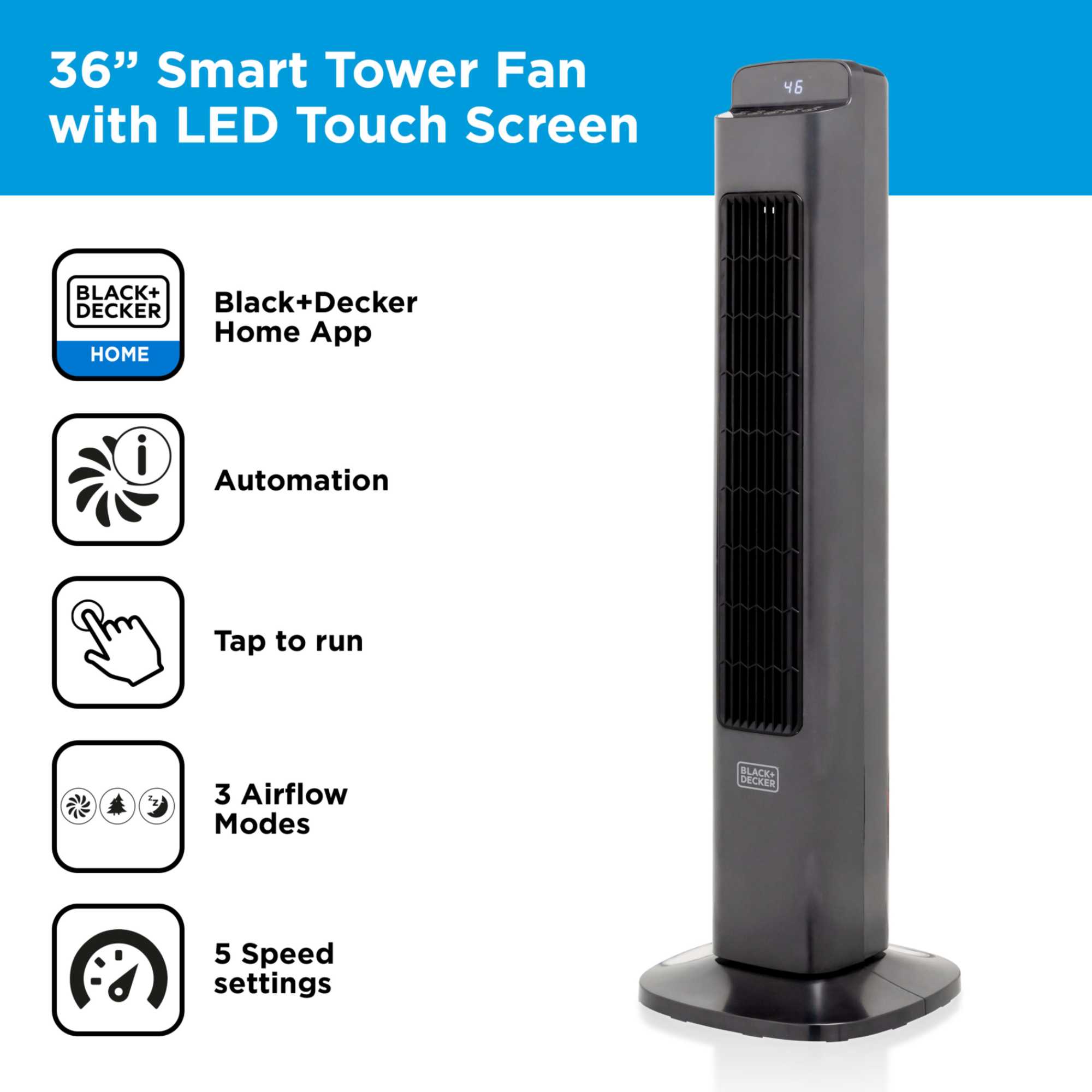 BXFT50008GB Smart Tower Fan - Black