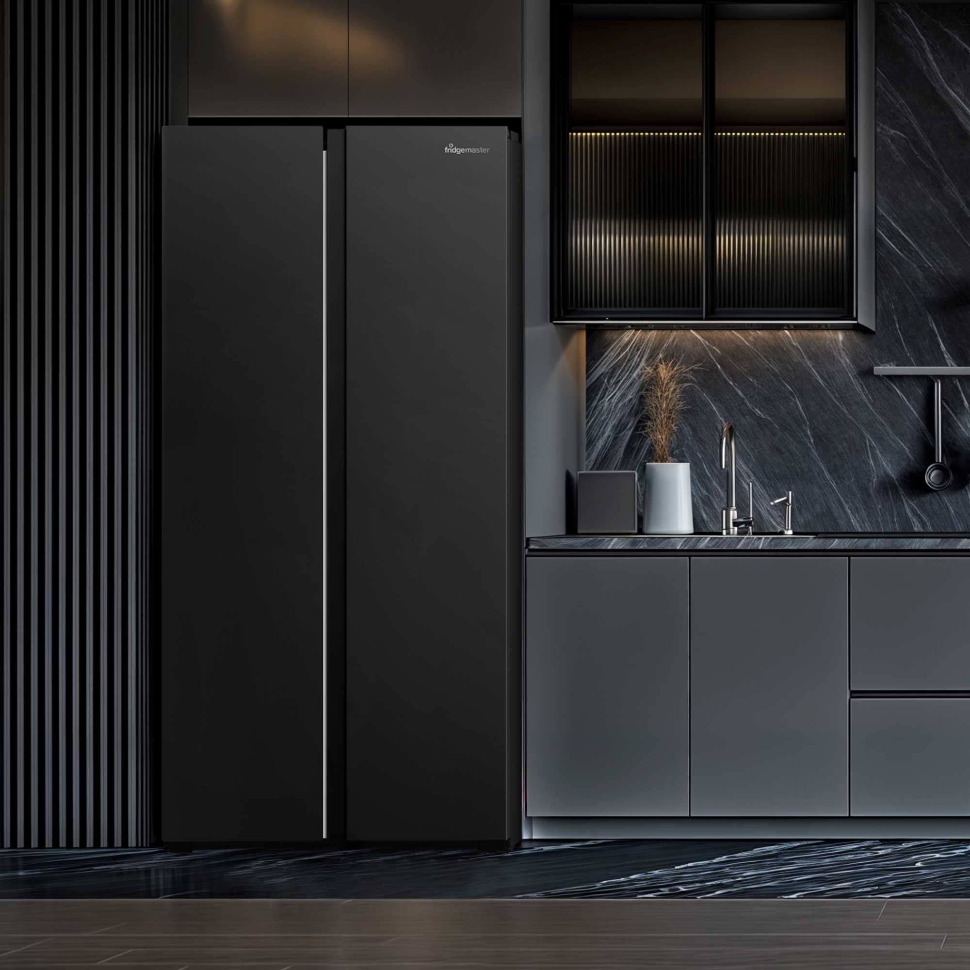 MS83430EB 441l Side By Side American Style Fridge Freezer - Black