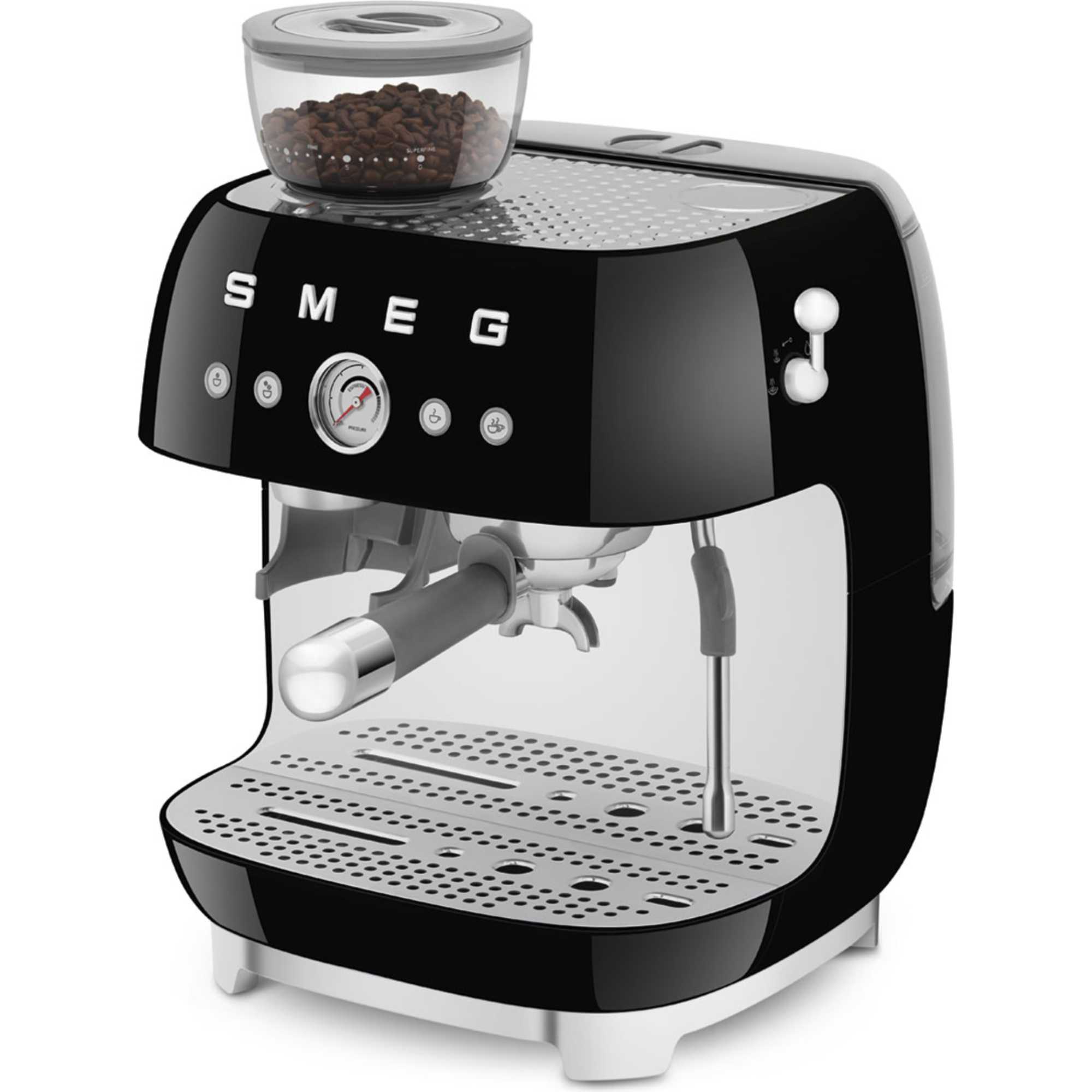 EGF03BLUK 50's Style Espresso Coffee Machine with Grinder - Black