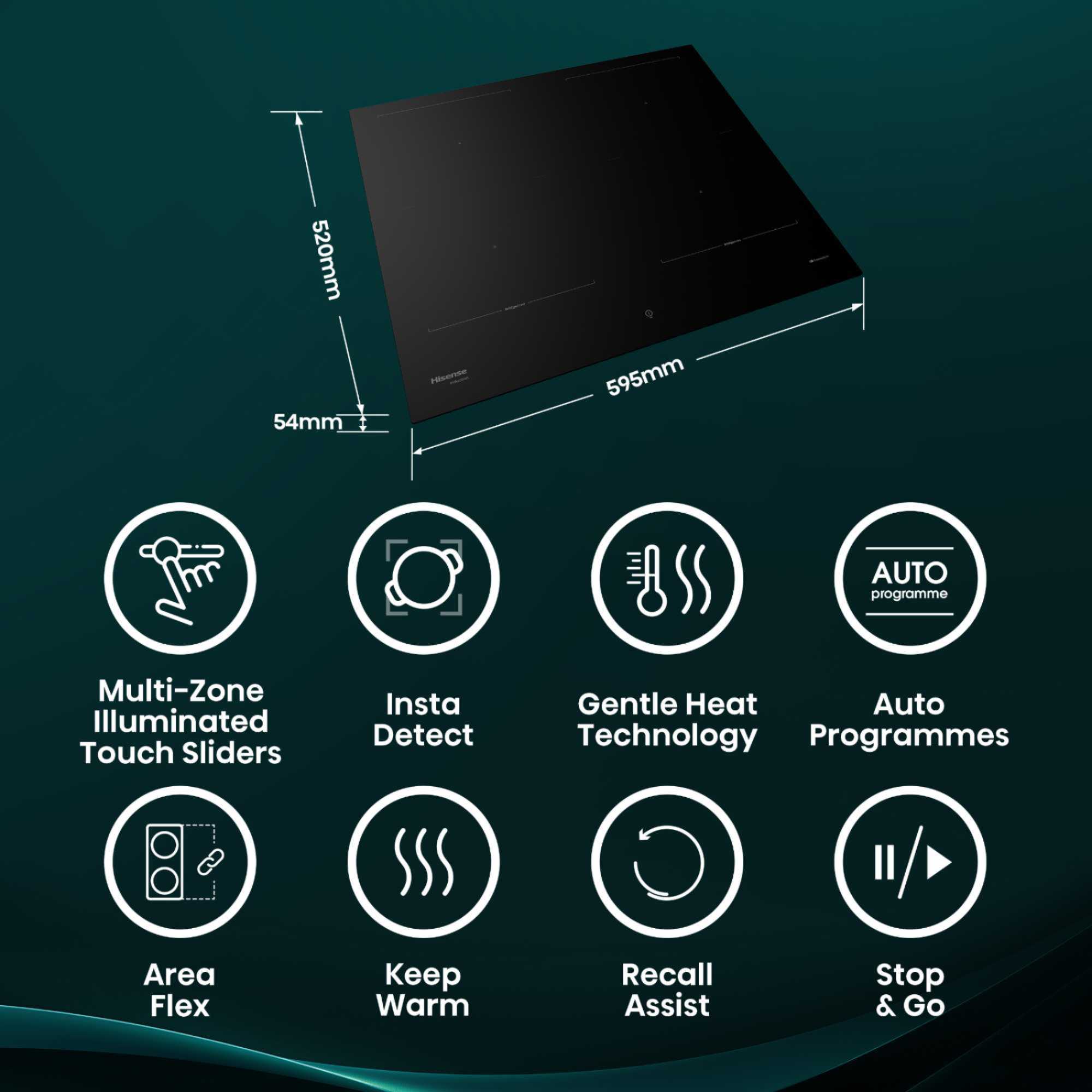 HI6443BSCWF Hi8 60cm 4 Zone Induction Hob - Black