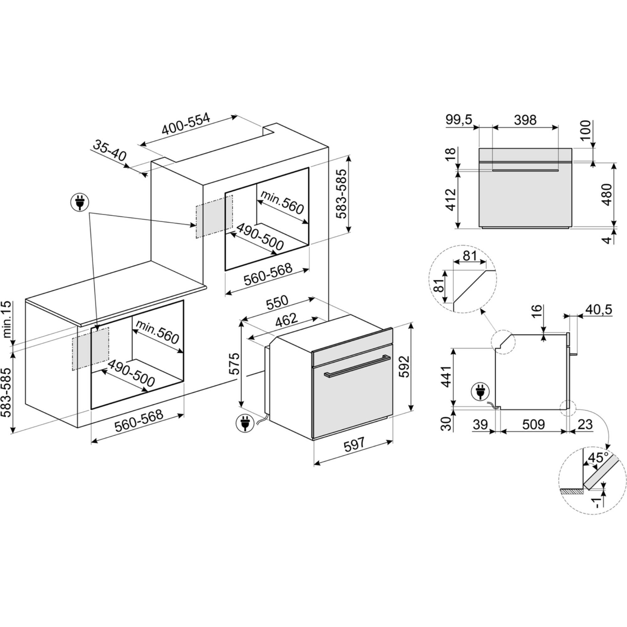 SF6400TB 70L Built-In Electric Single Oven