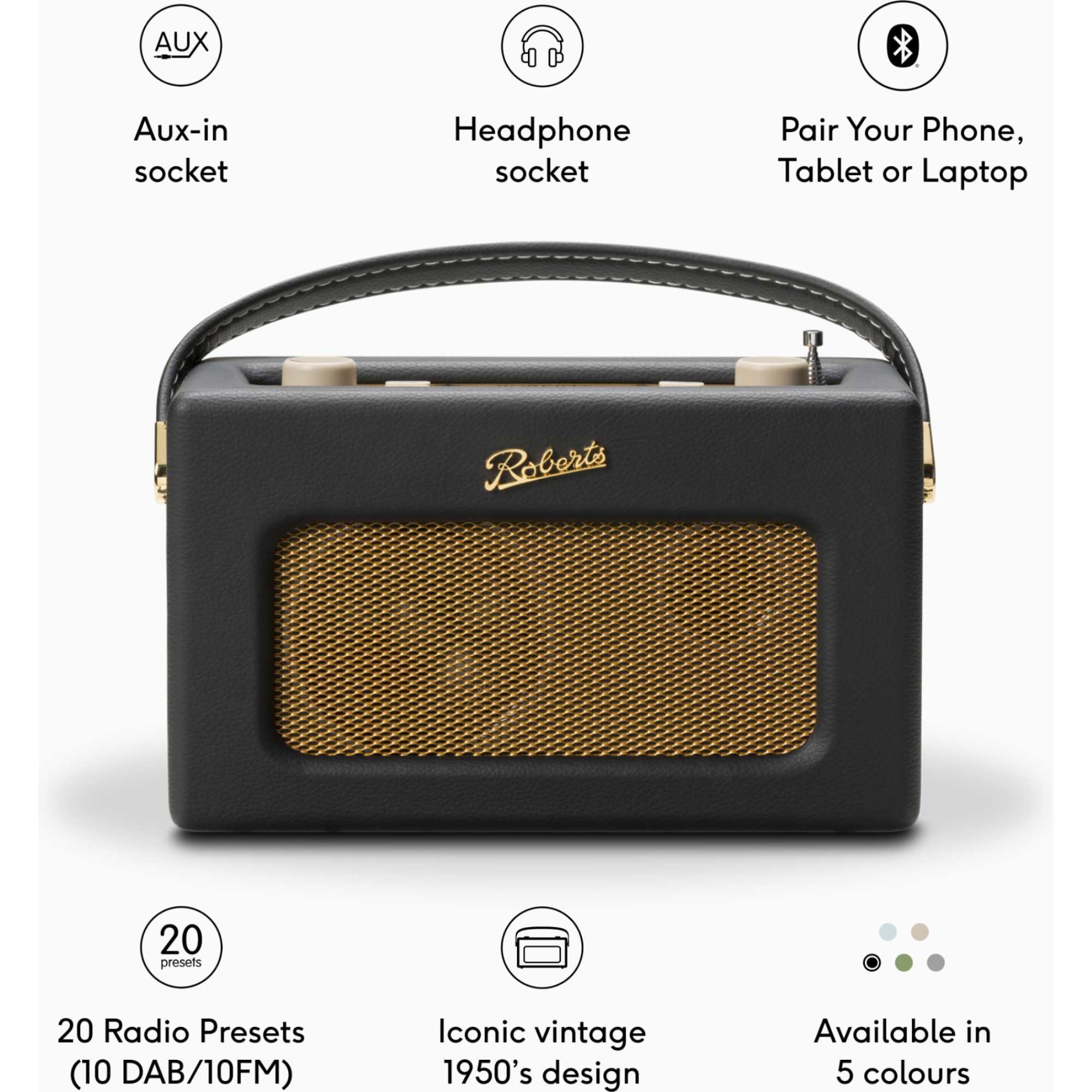 RD70BLK 1950s Style Clock Radio - Black