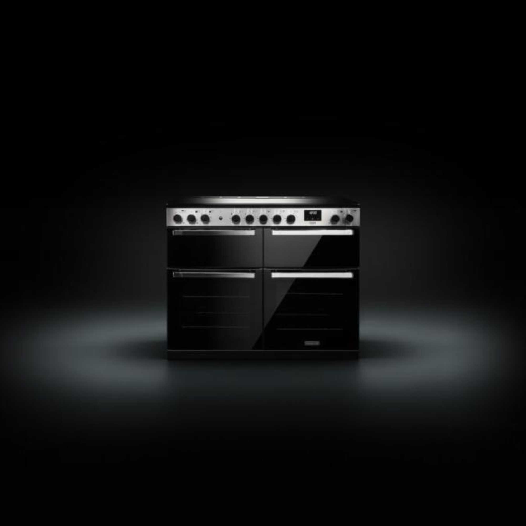 EDDLB110EIGBLKCM Edge Deluxe 110 Induction Hob Range Cooker - Black Glass with Chrome Trim