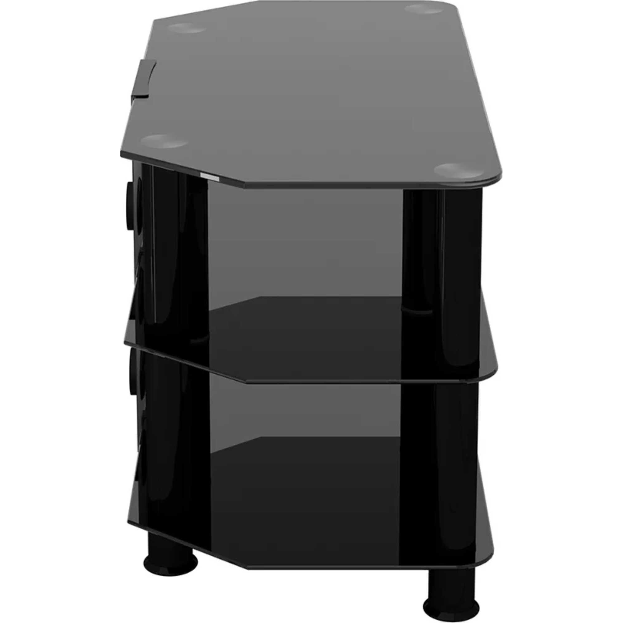 SDC800CMBB 80cm Glass Corner TV Stand - Black