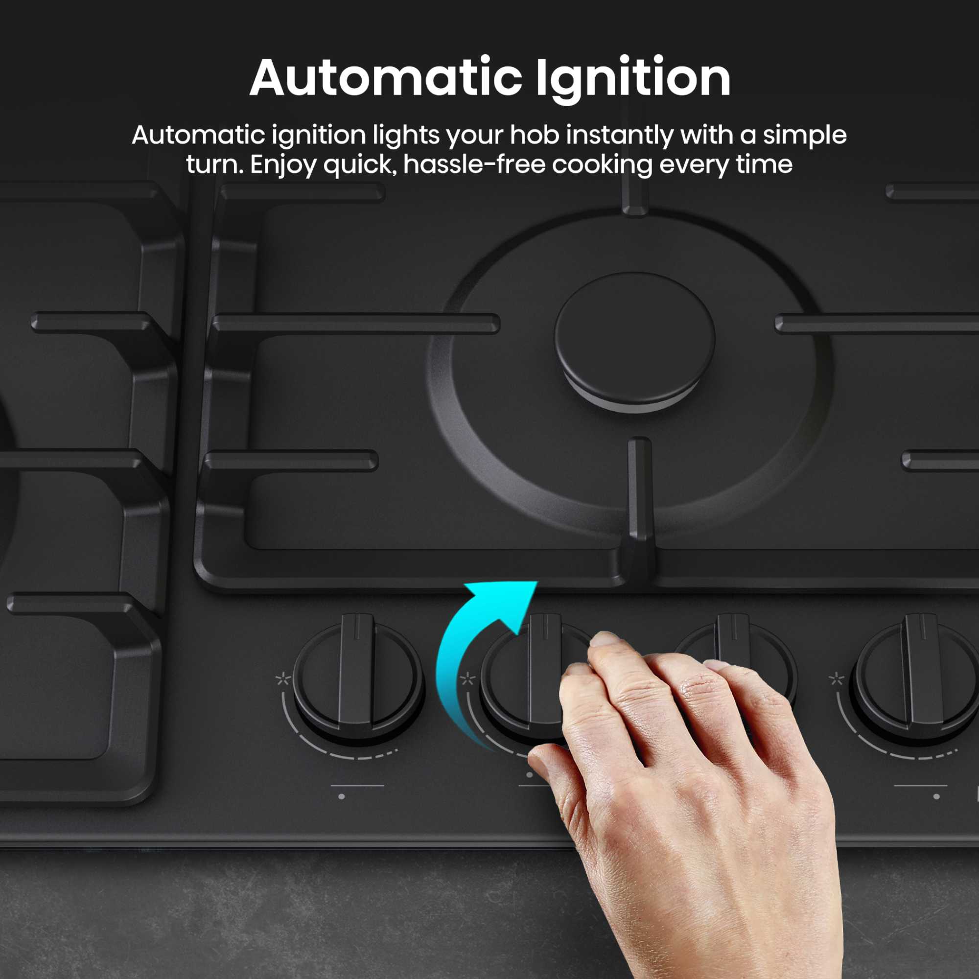 GM663BHF Hi2 60cm 4 Zone Gas Hob - Black