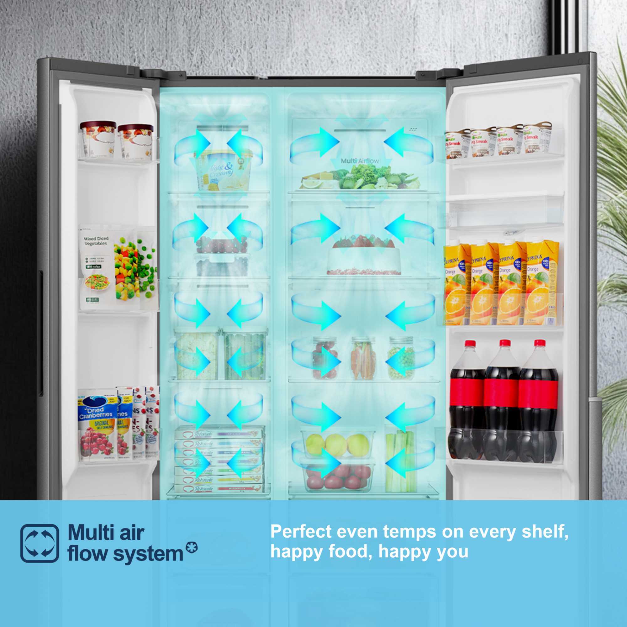 MS91558DES 541l Side By Side American Style Fridge Freezer - Silver