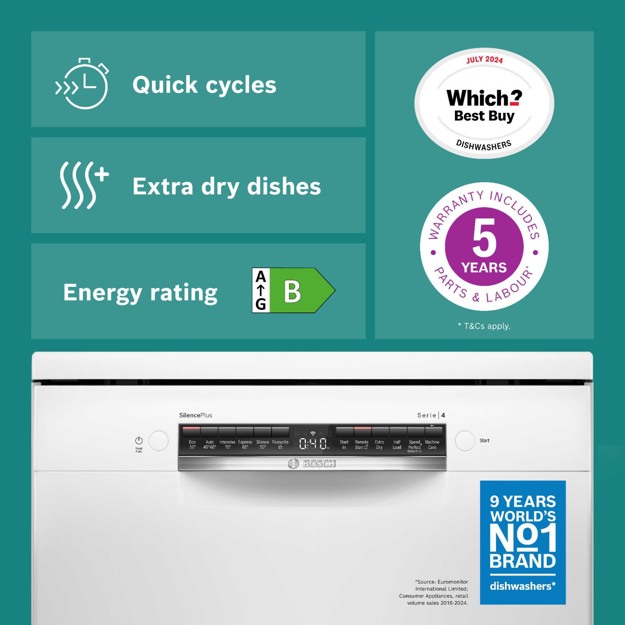 SMS4EMW06G Series 4 60cm 14 Place Setting Dishwasher - White