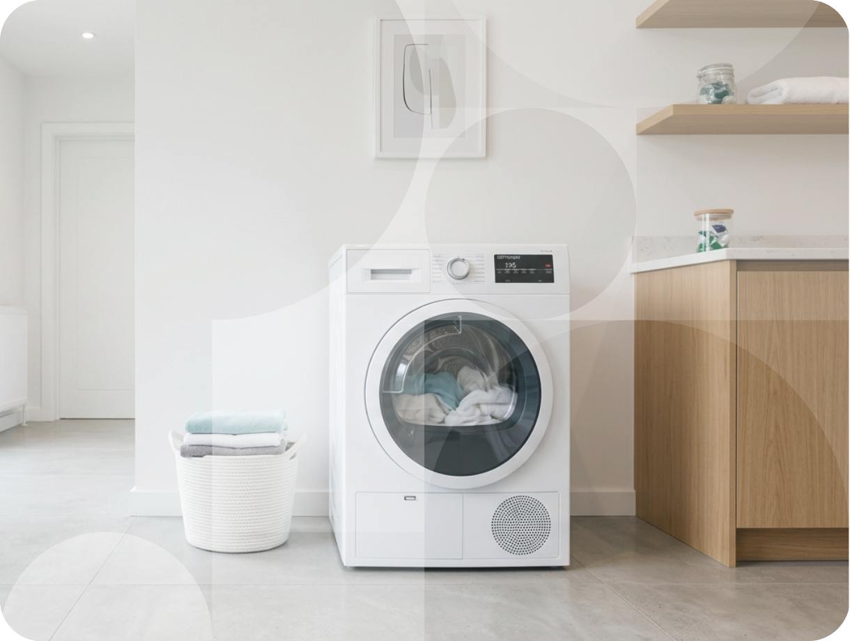 Freestanding tumble dryer.