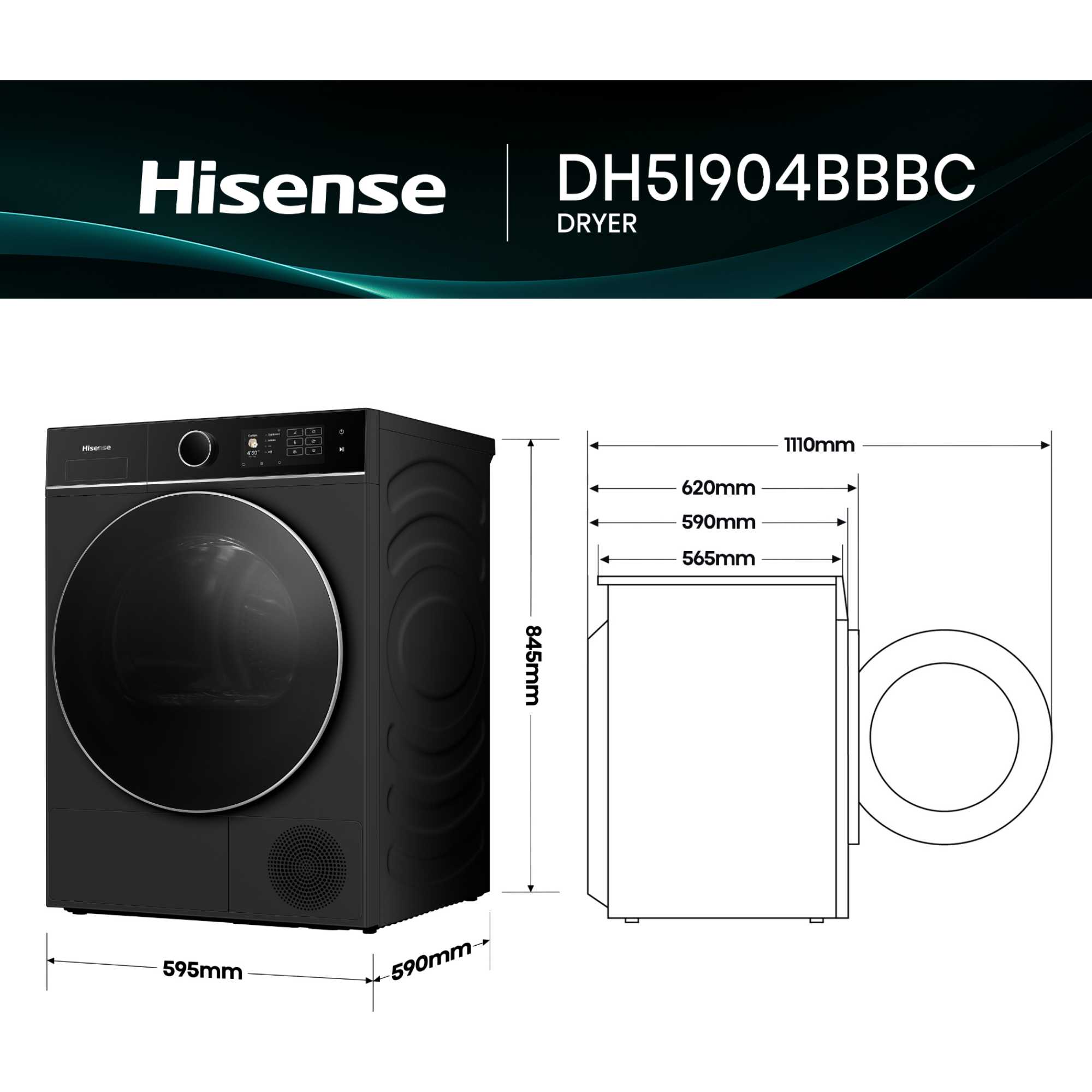 9kg Heat Pump Tumble Dryer - DH5I904BBBC