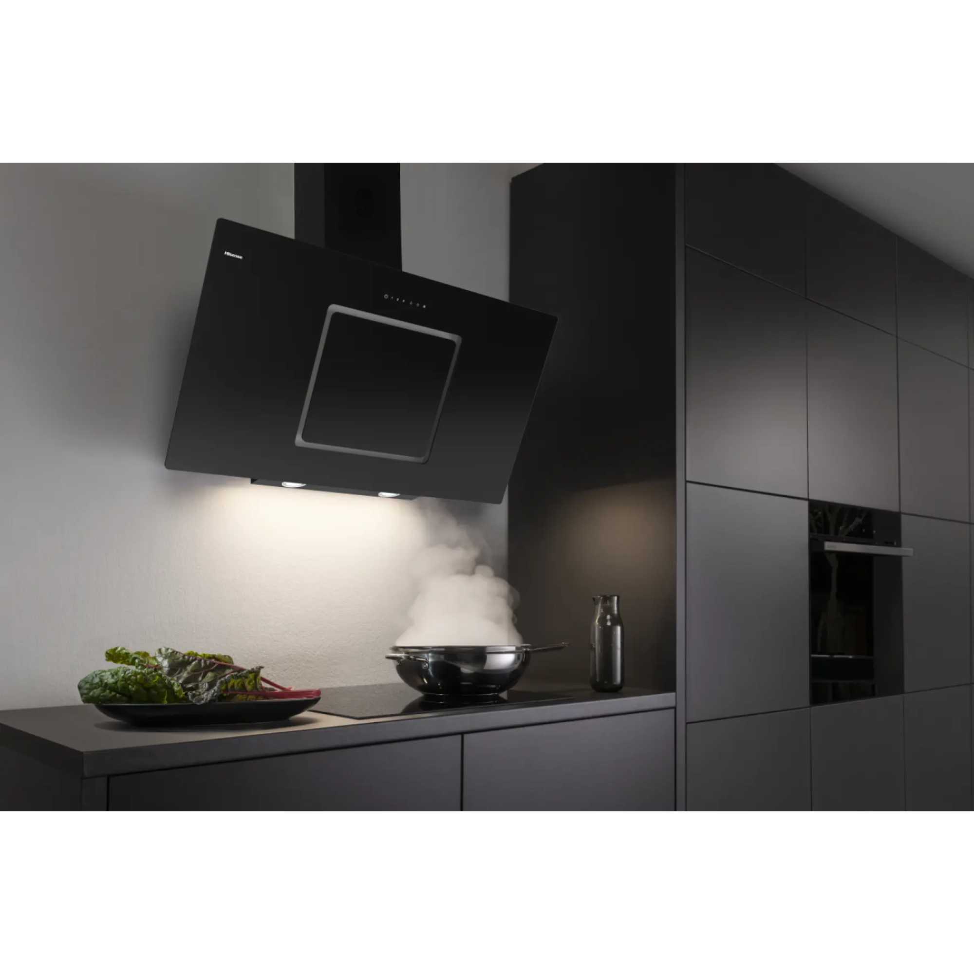 Hi4 Decorative CH10IN14BBUK 100cm Built-In Chimney Hood - Black