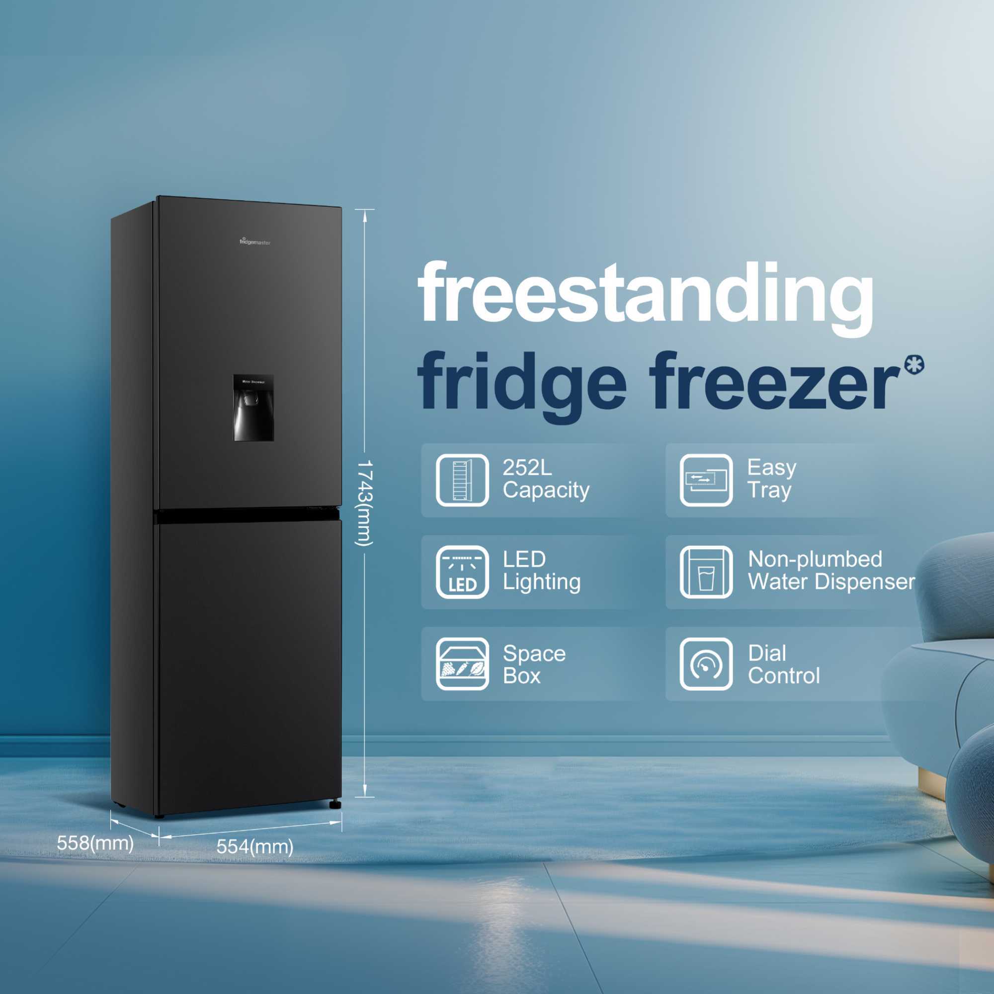 MC55240DEB 252l Fridge Freezer with Water Dispenser