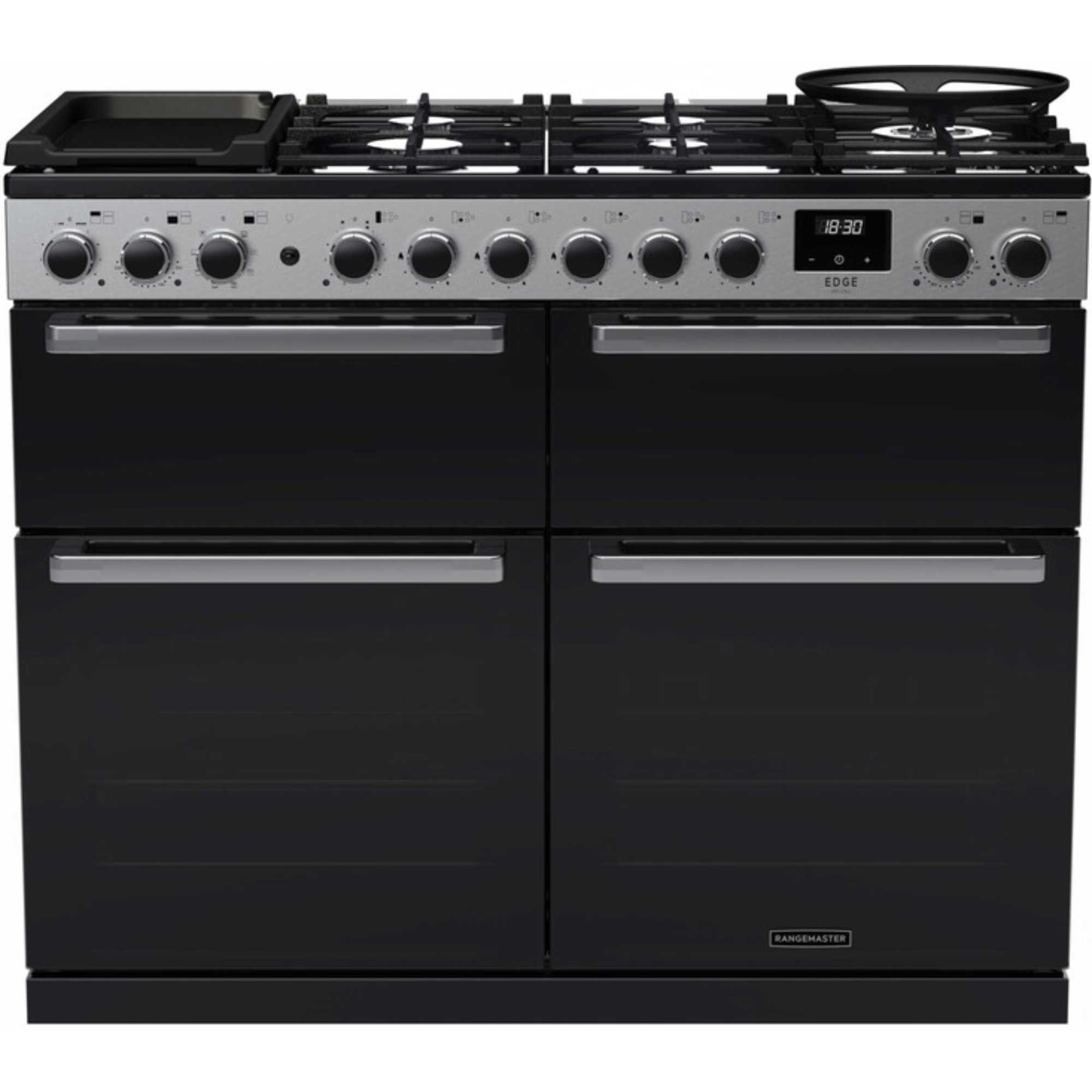 EDDLB110DFGBLKCM Edge Deluxe 110 Dual Fuel Range Cooker - Black with Chrome Trim