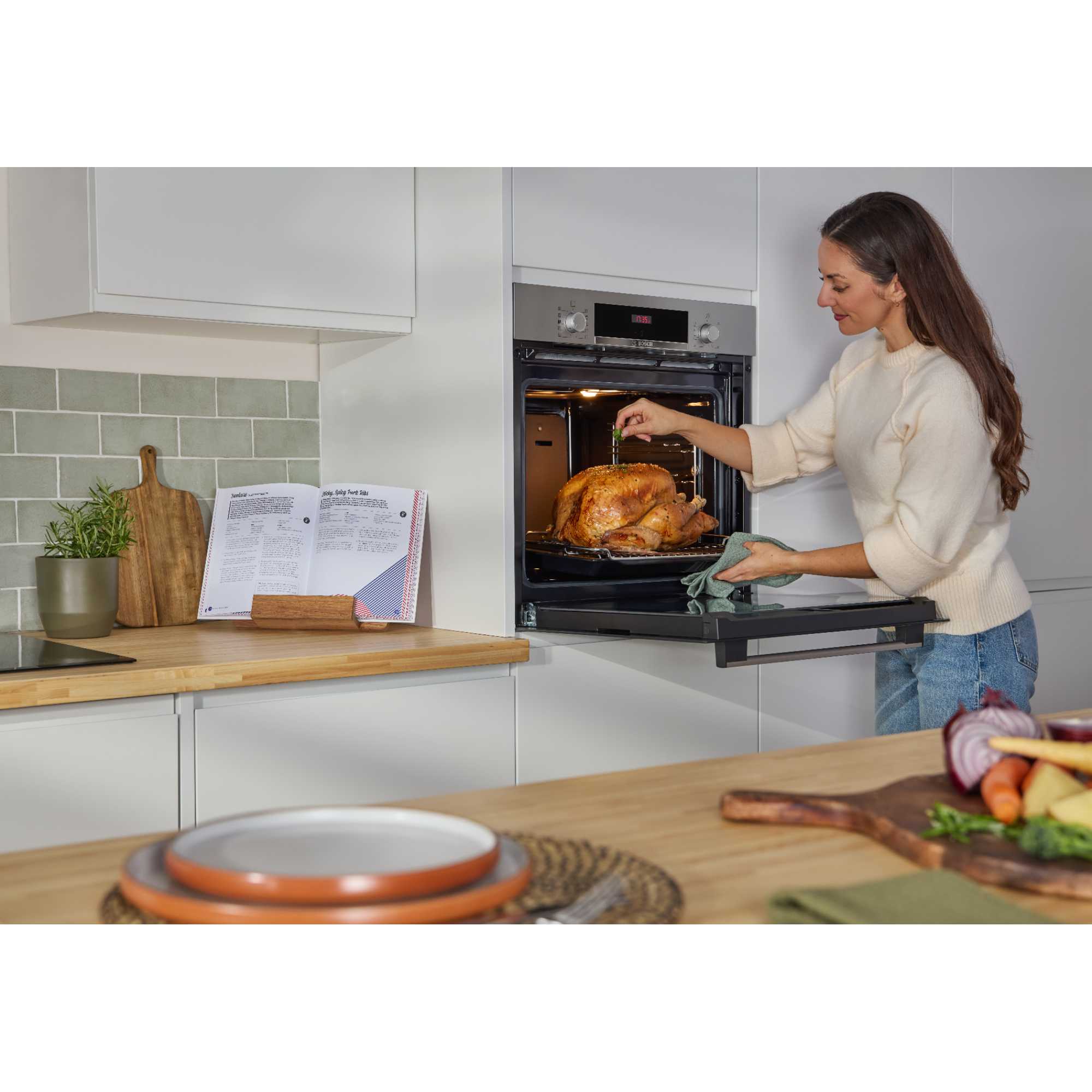 Series 4 HQA534BS3B Built-In Single Oven with Steam Function - Stainless Steel