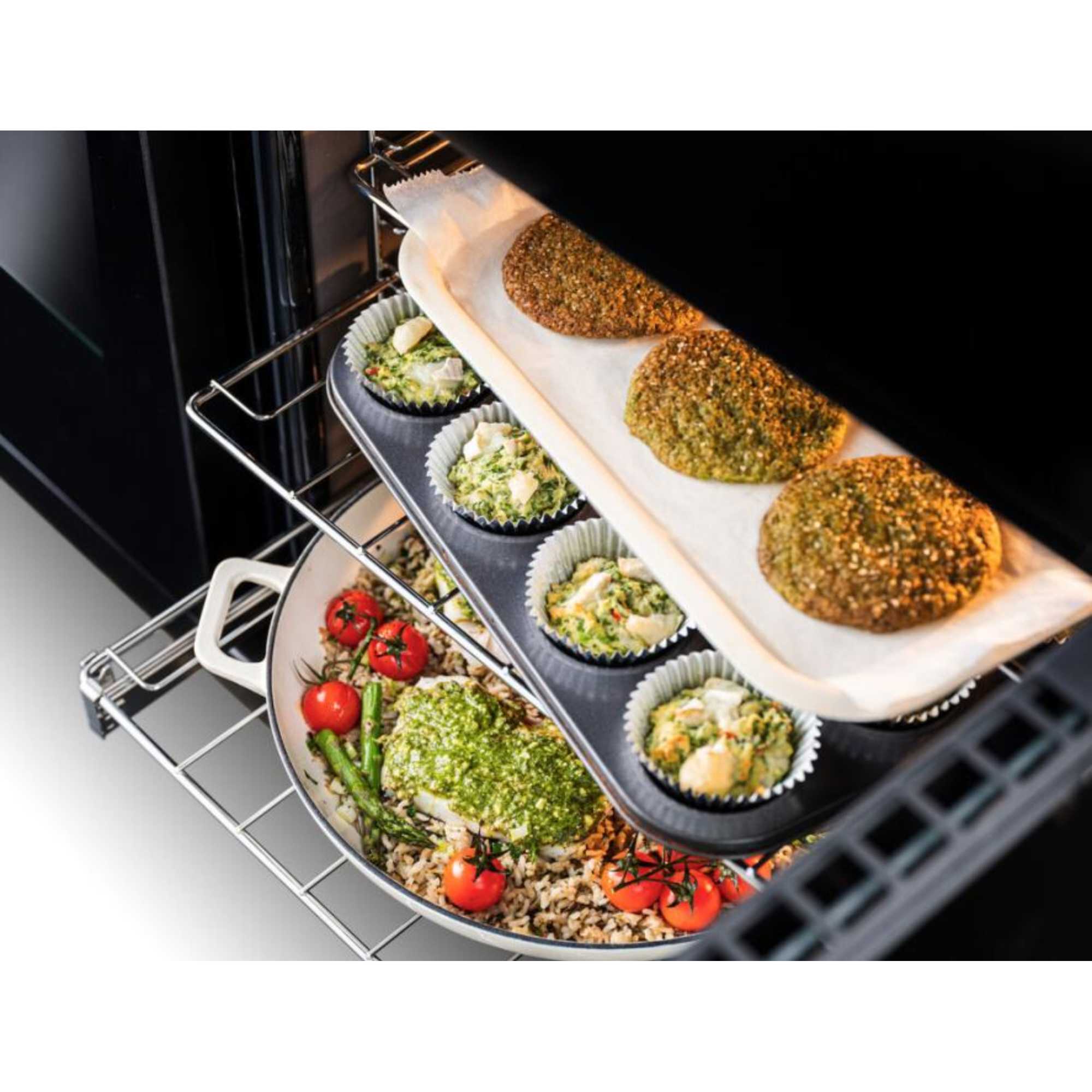 EDDLB110EIGBLKCM Edge Deluxe 110 Induction Hob Range Cooker - Black Glass with Chrome Trim