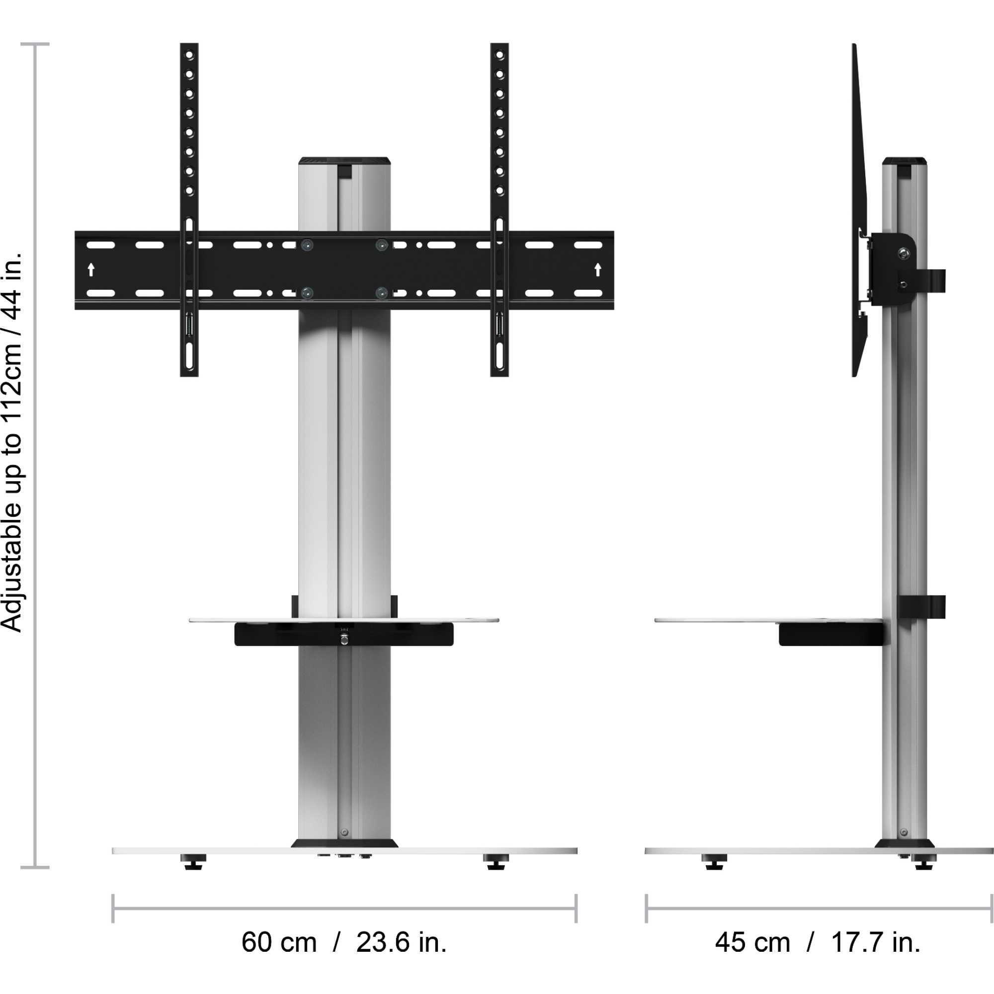FSL600ENSW Eno 60cm Pedestal TV Stand with Shelf - Glass