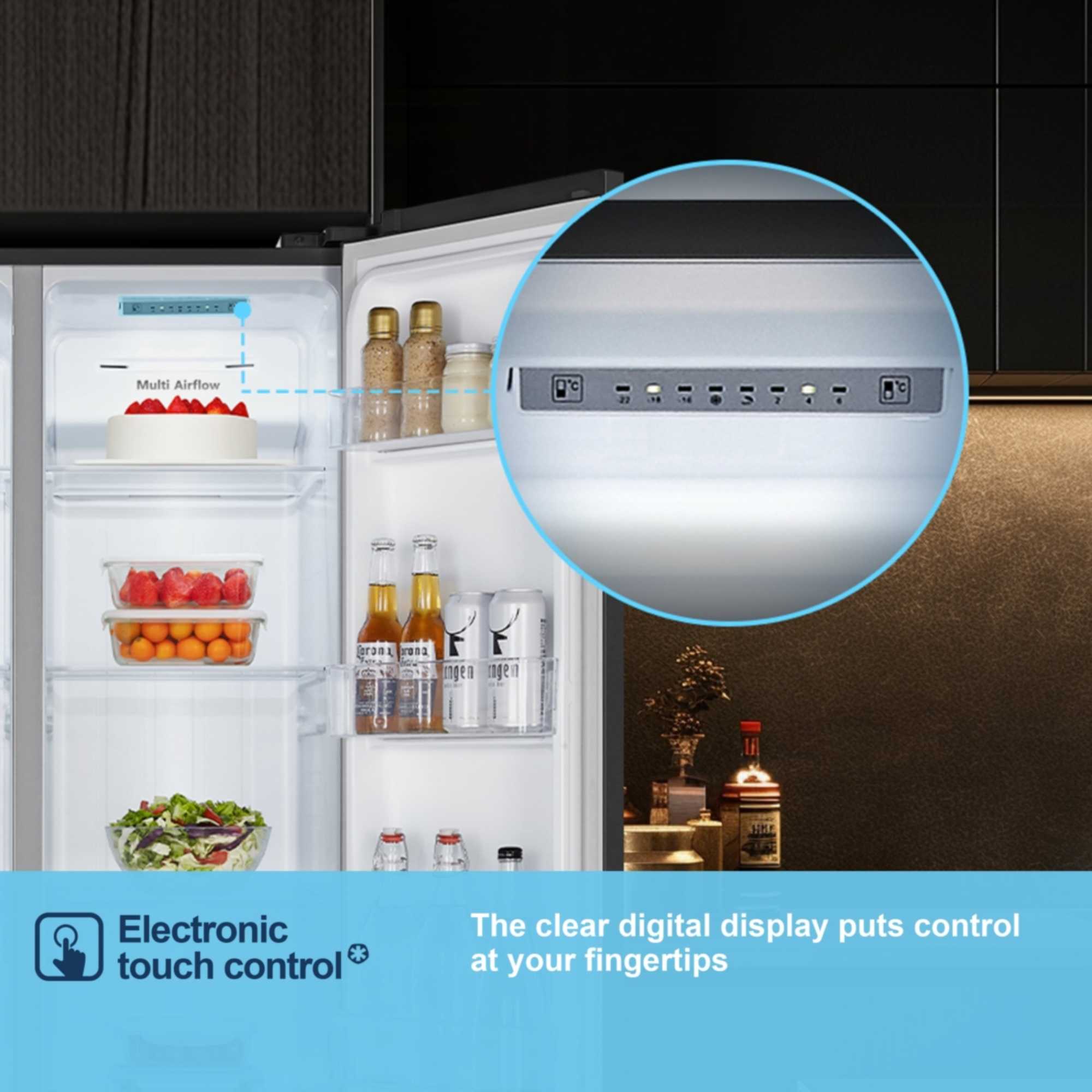 MS83430EB 441l Side By Side American Style Fridge Freezer - Black