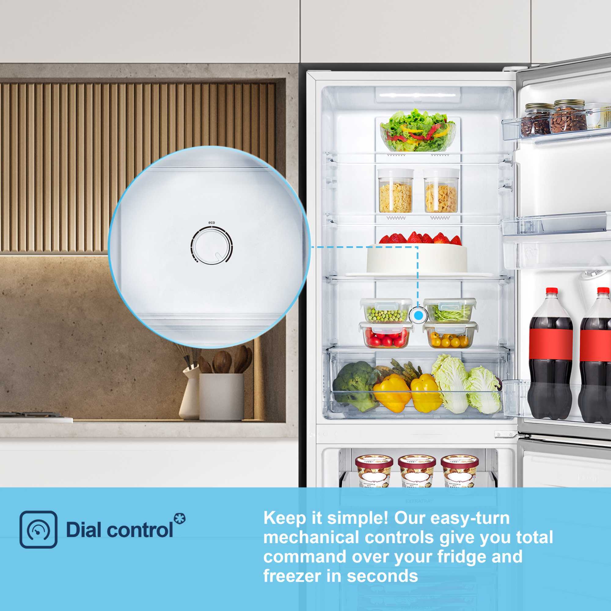 MC55251DE 256L Total No Frost Fridge Freezer with Water Dispenser - White