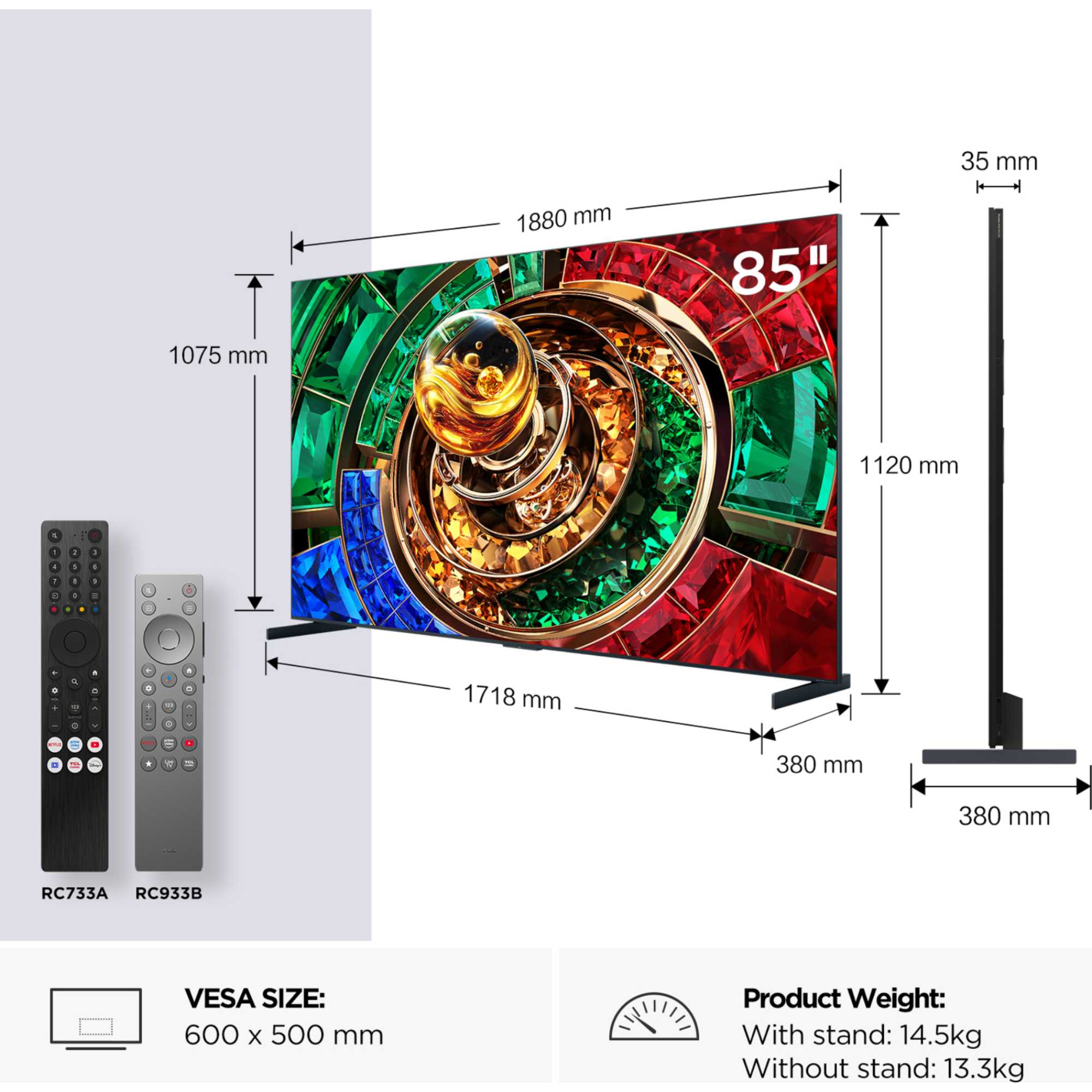 RM9L 85" 4K Smart RGB-Mini LED Google AI TV - 85RM9L-UK