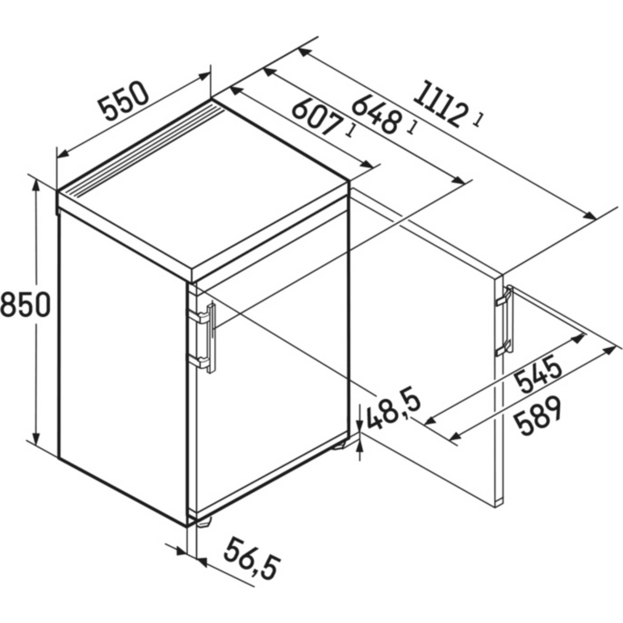 RDGD 1401 Pure SuperCool Under Counter Fridge with Ice Box - Dark Grey