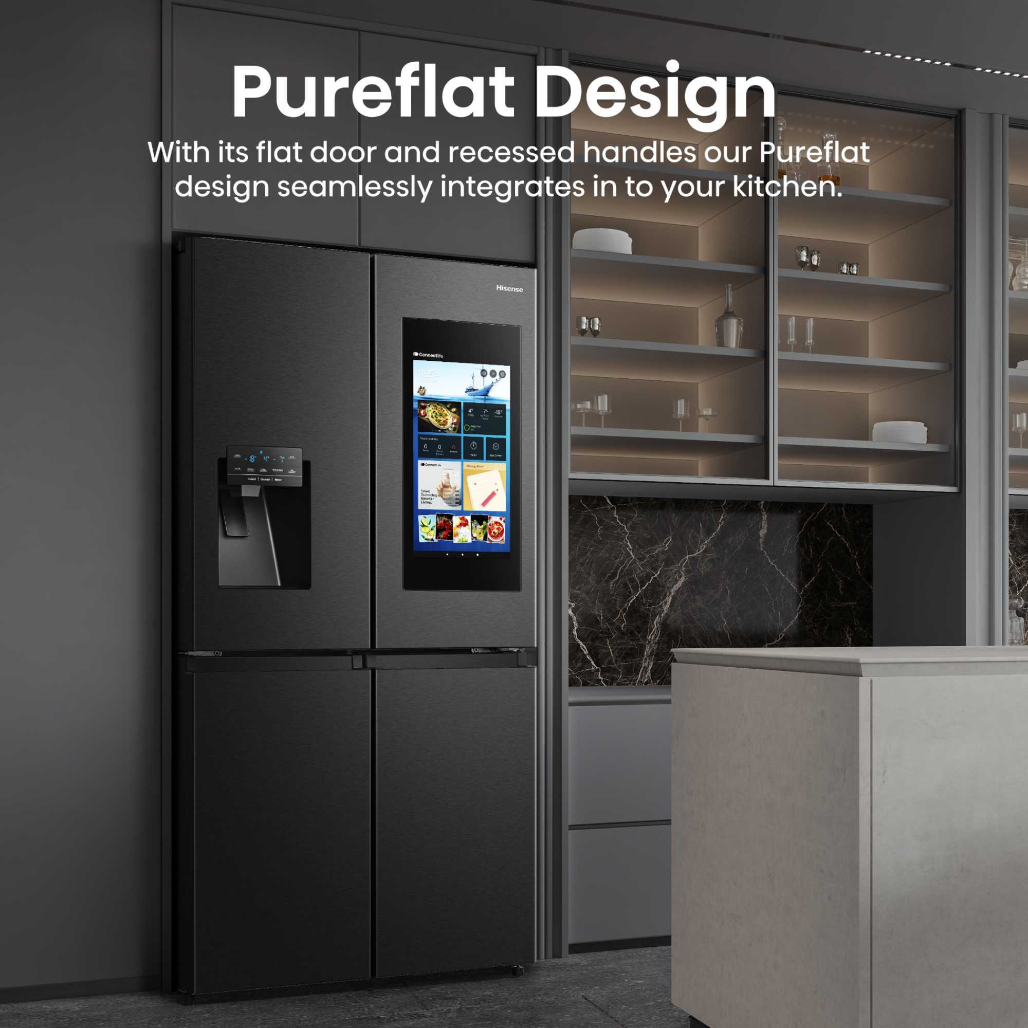 RQ760N4IFE Cross Door American Style Smart Display Fridge Freezer - Black