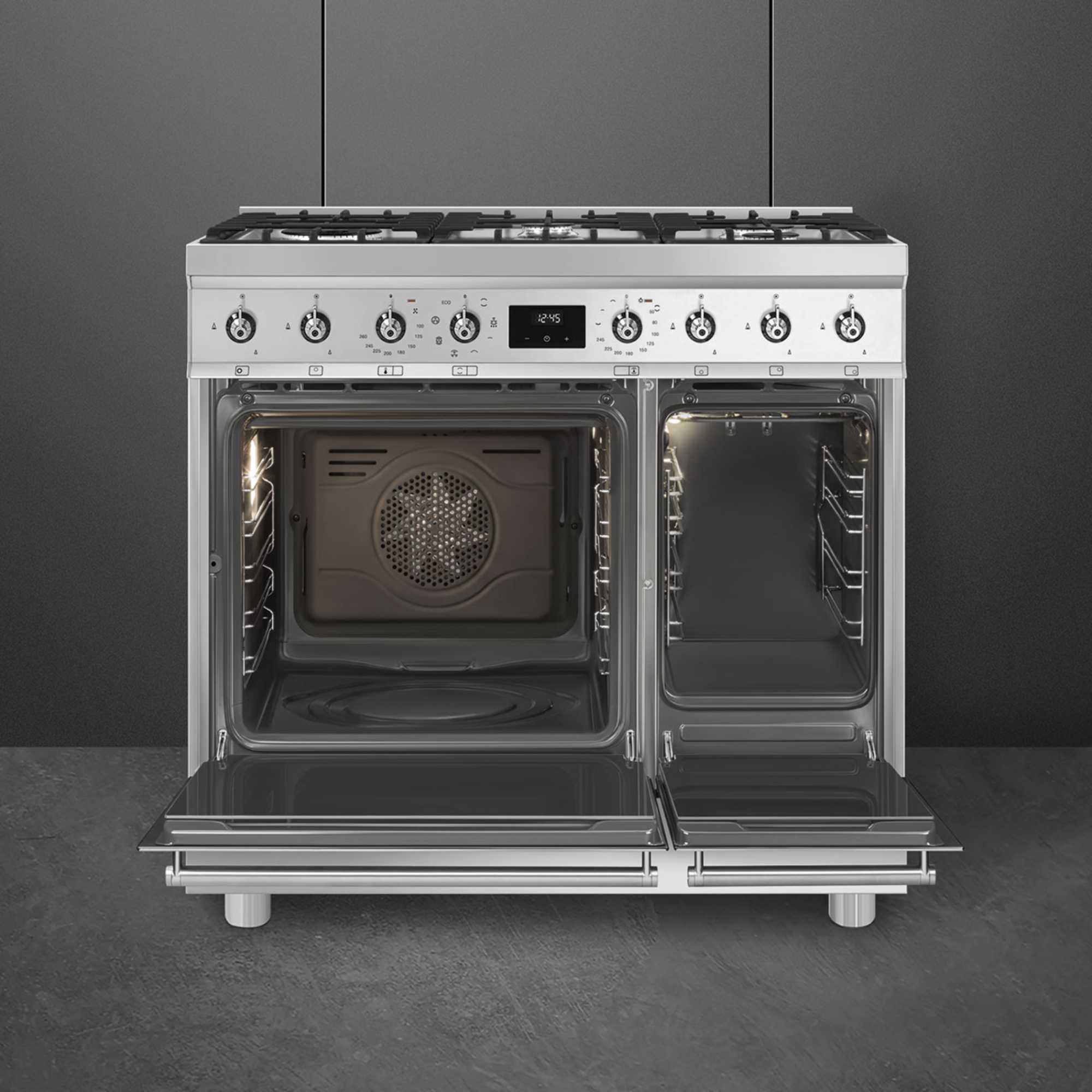 Hughes Trade Business Smeg C92GMX2 90cm Double Cavity Dual Fuel Cooker