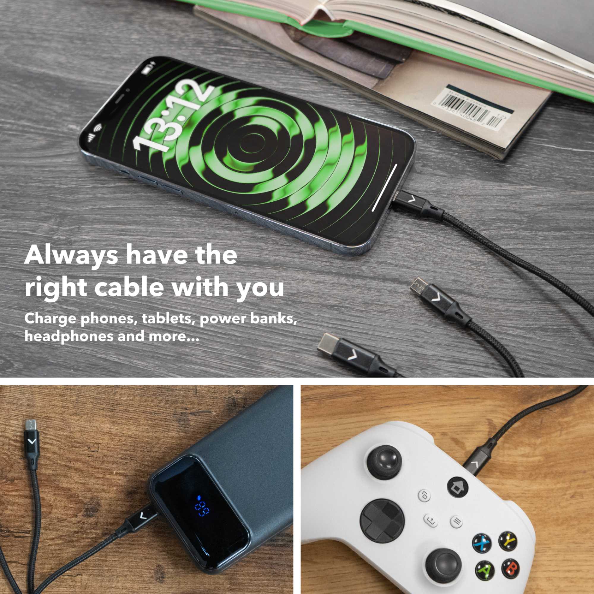 VACLM100B12 3-in-1 1.2m USB Power Cable