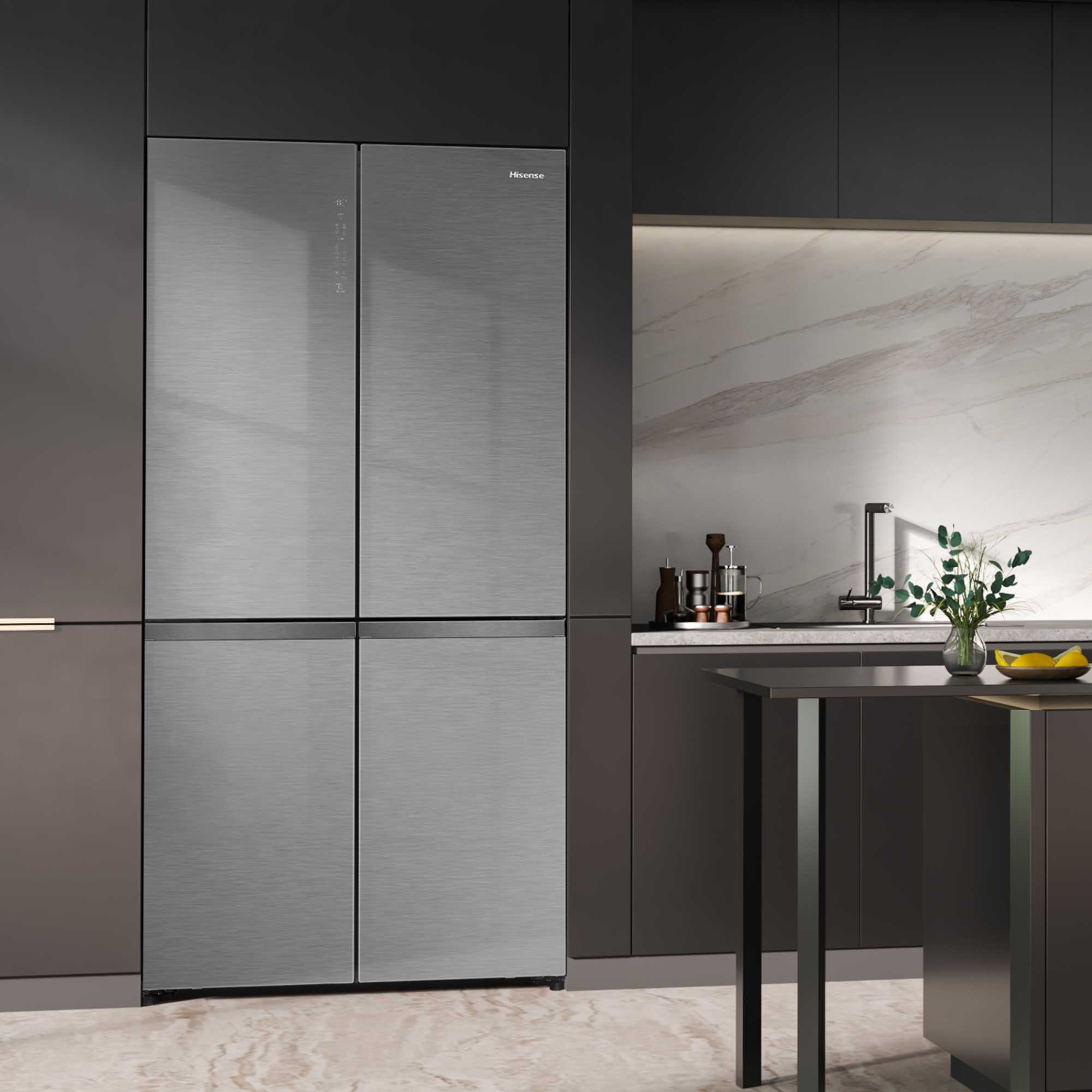 RQ768N4GVE 591L Total No Frost American Style Fridge Freezer - Silver Glass