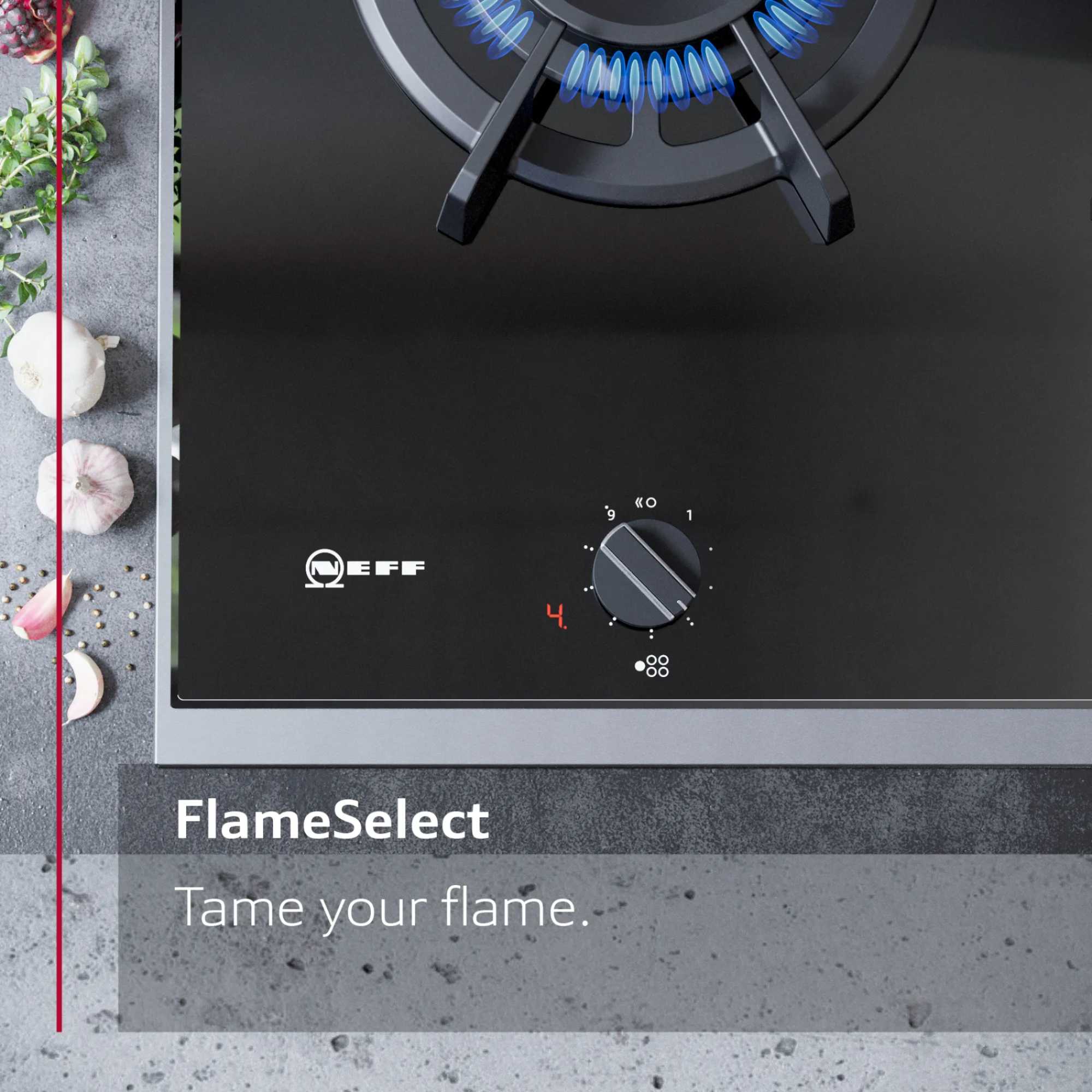 T29RHS4S0 Flame Select 90cm 5 Burner Gas Hob - Black
