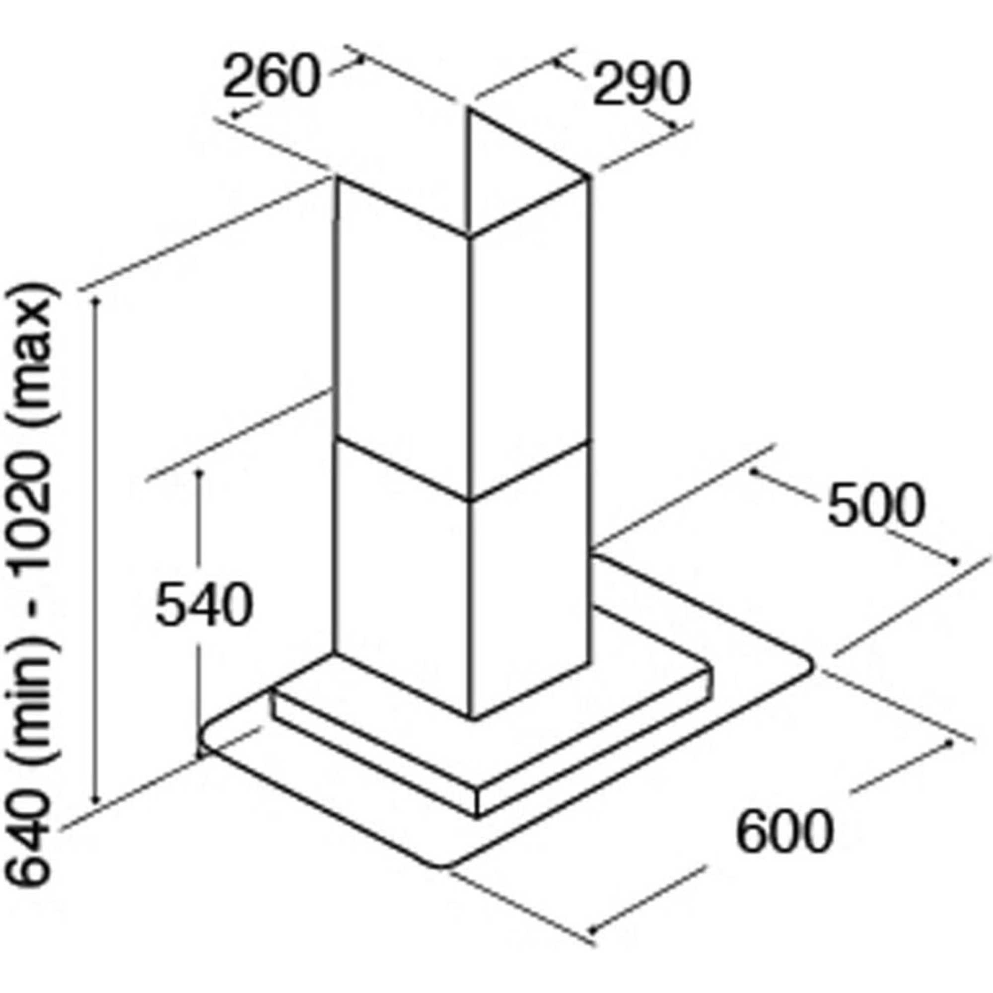 ECN62SS 600mm Flat Chimney Hood with 3 Speeds