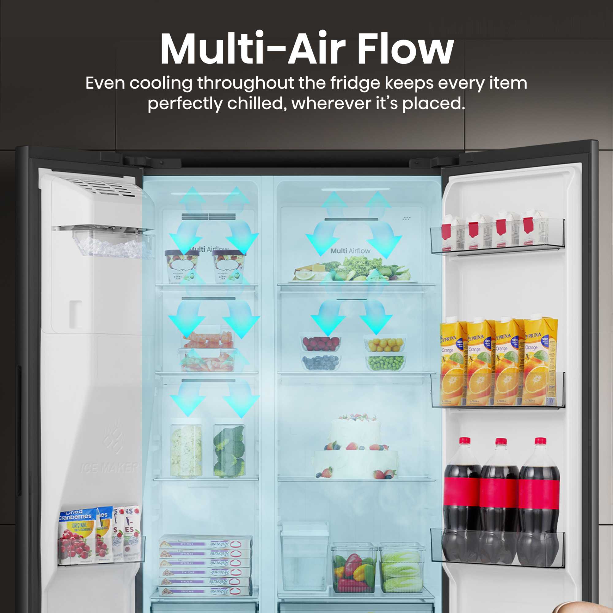 PureFlat American Style Fridge Freezer 60/40 Total No Frost - Black - RS5P528STBE