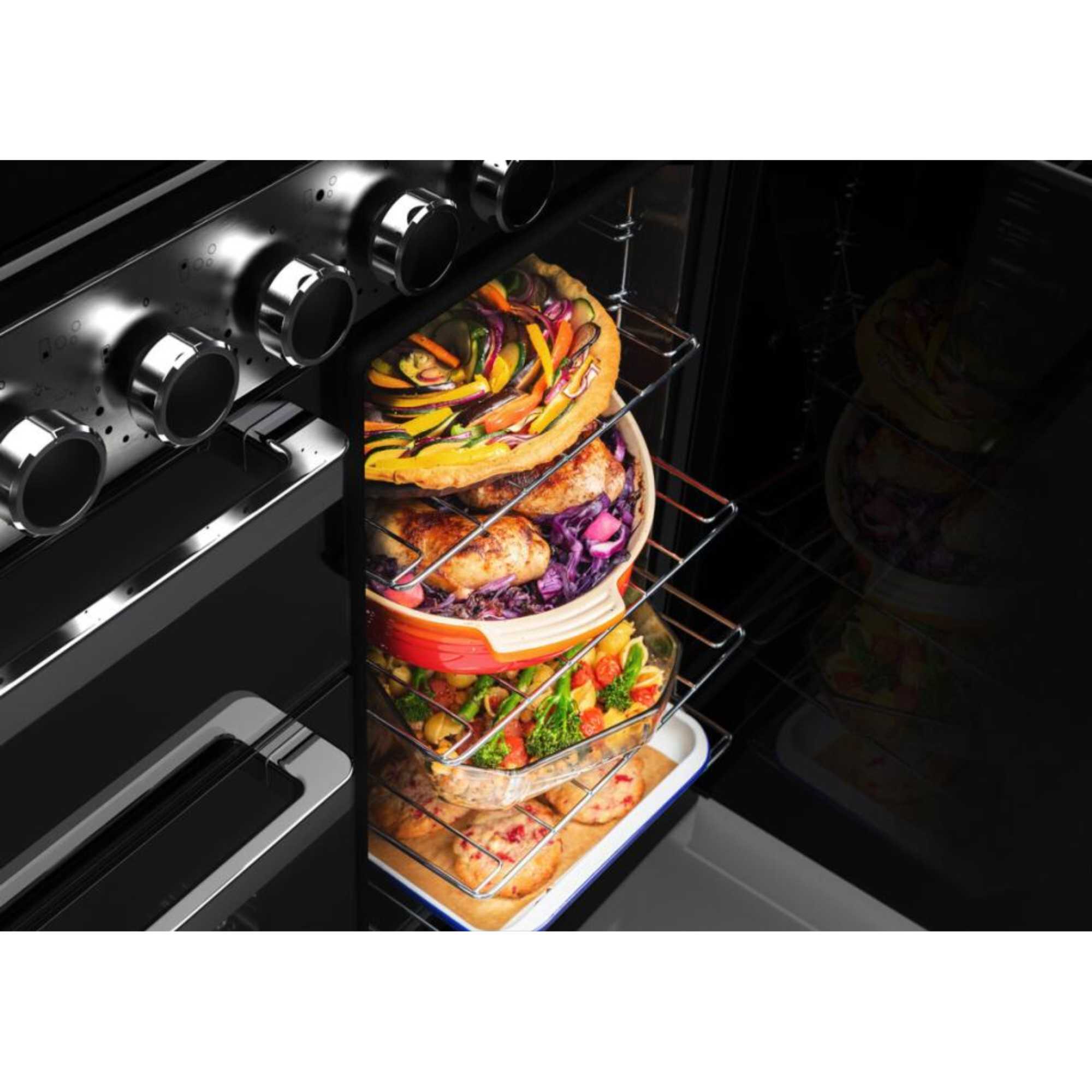 EDDL100EIGBLKCM1 Edge Deluxe 100 Induction Range Cooker - Black Glass with Chrome Trim