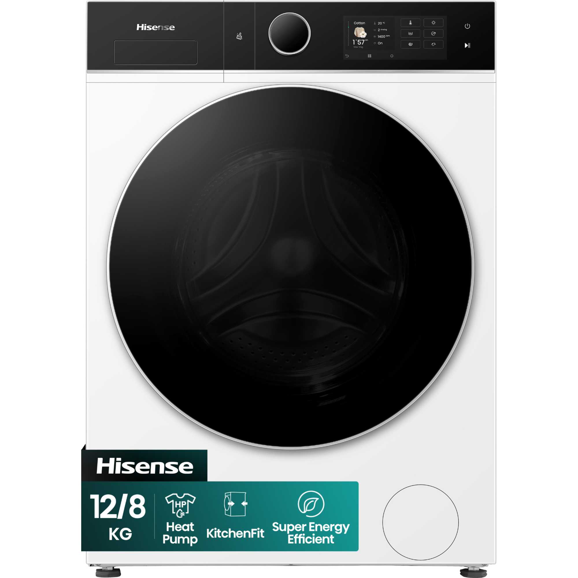 KitchenFit 5i Series 12kg Wash 8kg 1400rpm Washer Dryer - WD5I1245BWRH