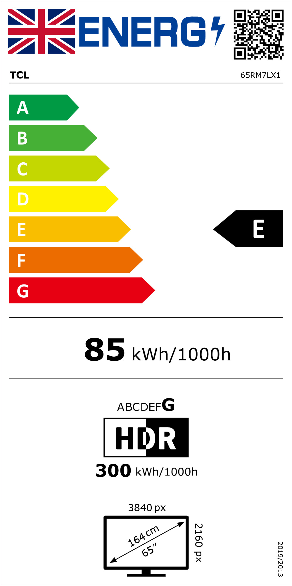 TCL RM7L 65" 4K Ultra HD RGB-Mini LED TV
