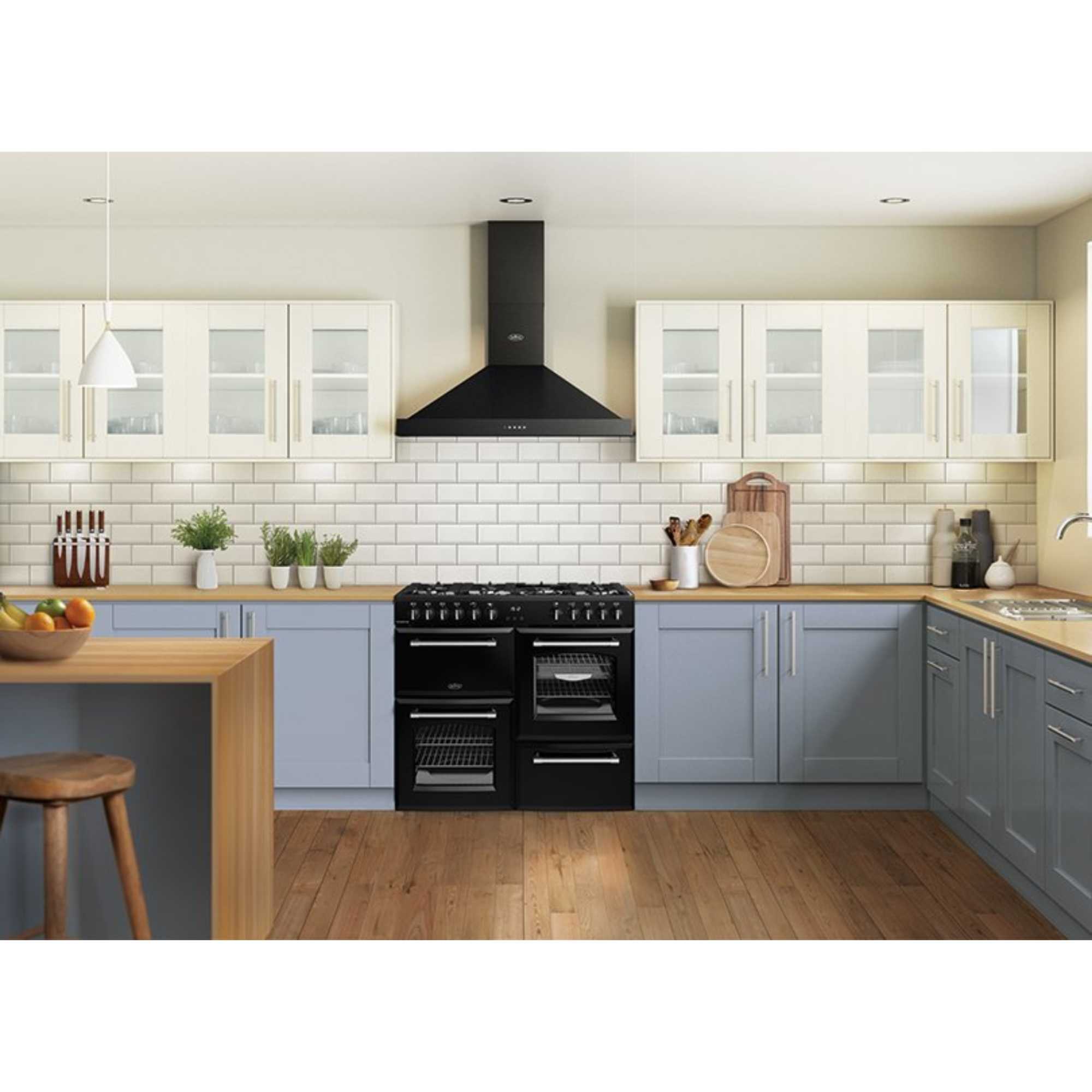 444411829 Farmhouse 100DF Dual Fuel Range Cooker - Black