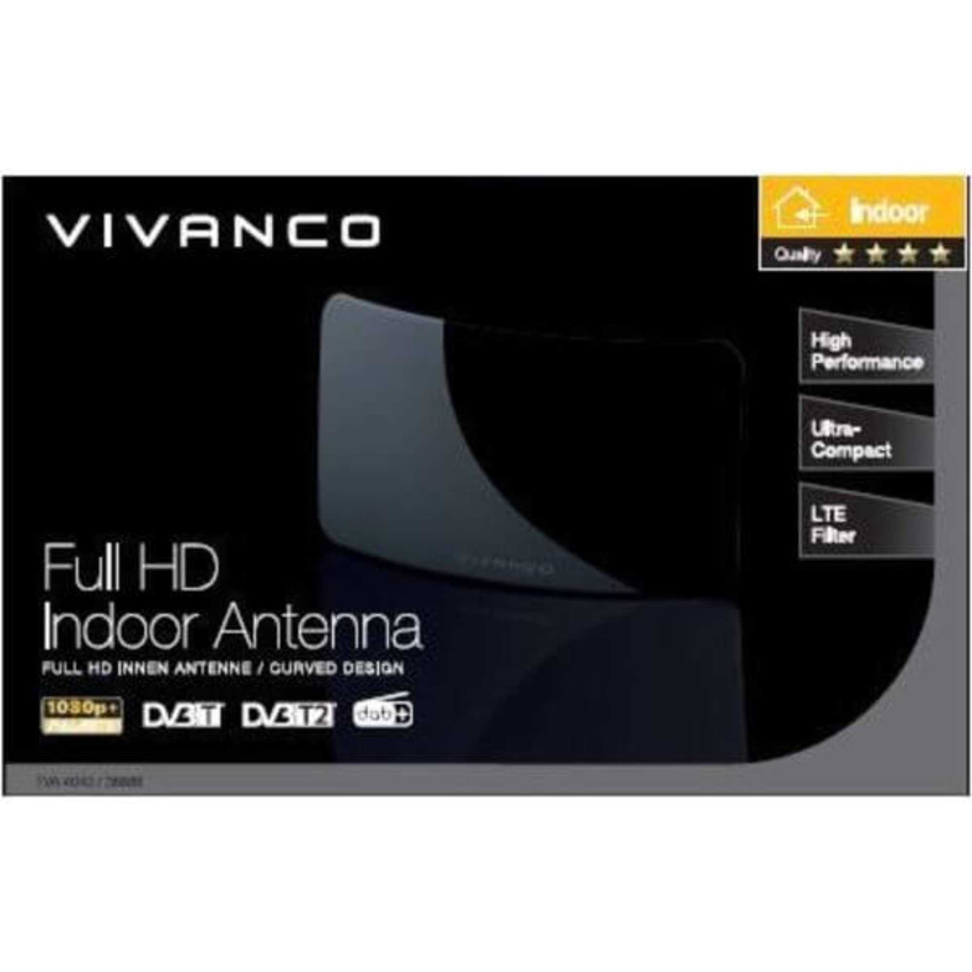 TVA 4040 Full HD Indoor Aerial, Curved Ultra Compact Design - Black