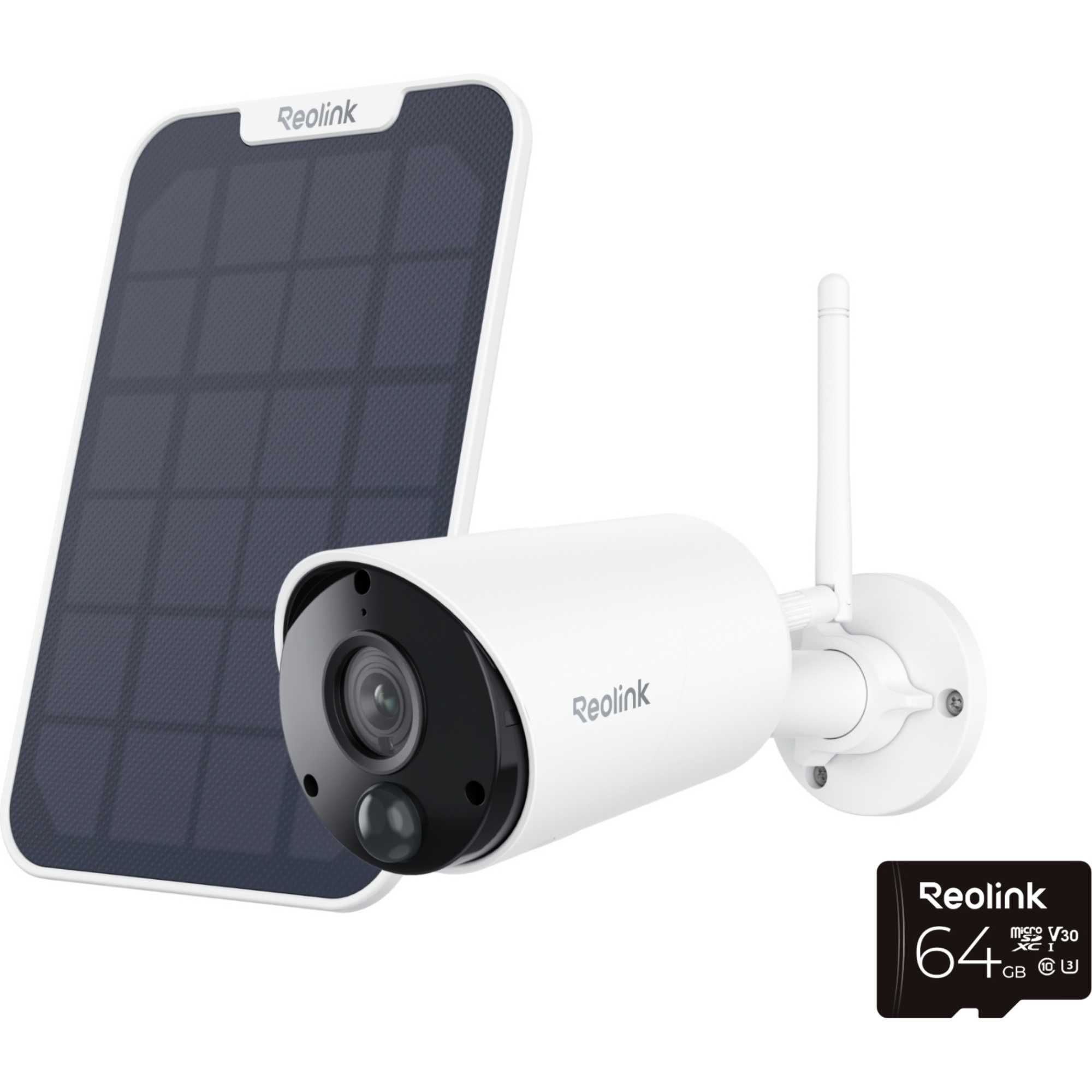 Argus Series 2K 3MP Battery WiFi Outdoor Security Camera with Solar Panel + 64GB