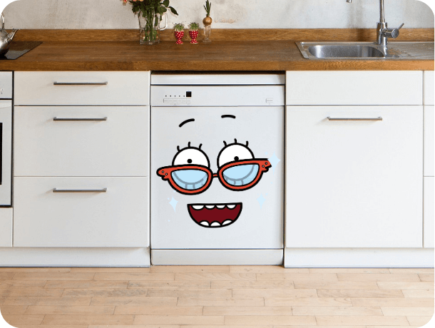 A freestanding dishwasher.