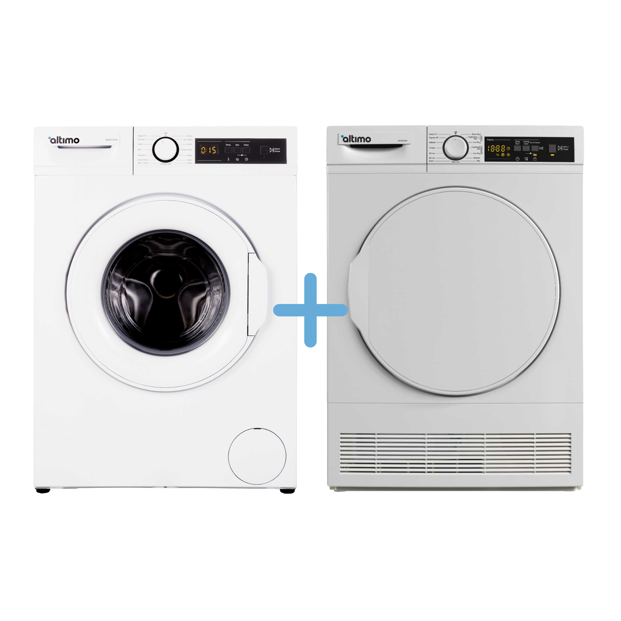 AWM7122WG2 7kg 1200rpm Washing Machine & ACD812W 8kg Condenser Tumble Dryer