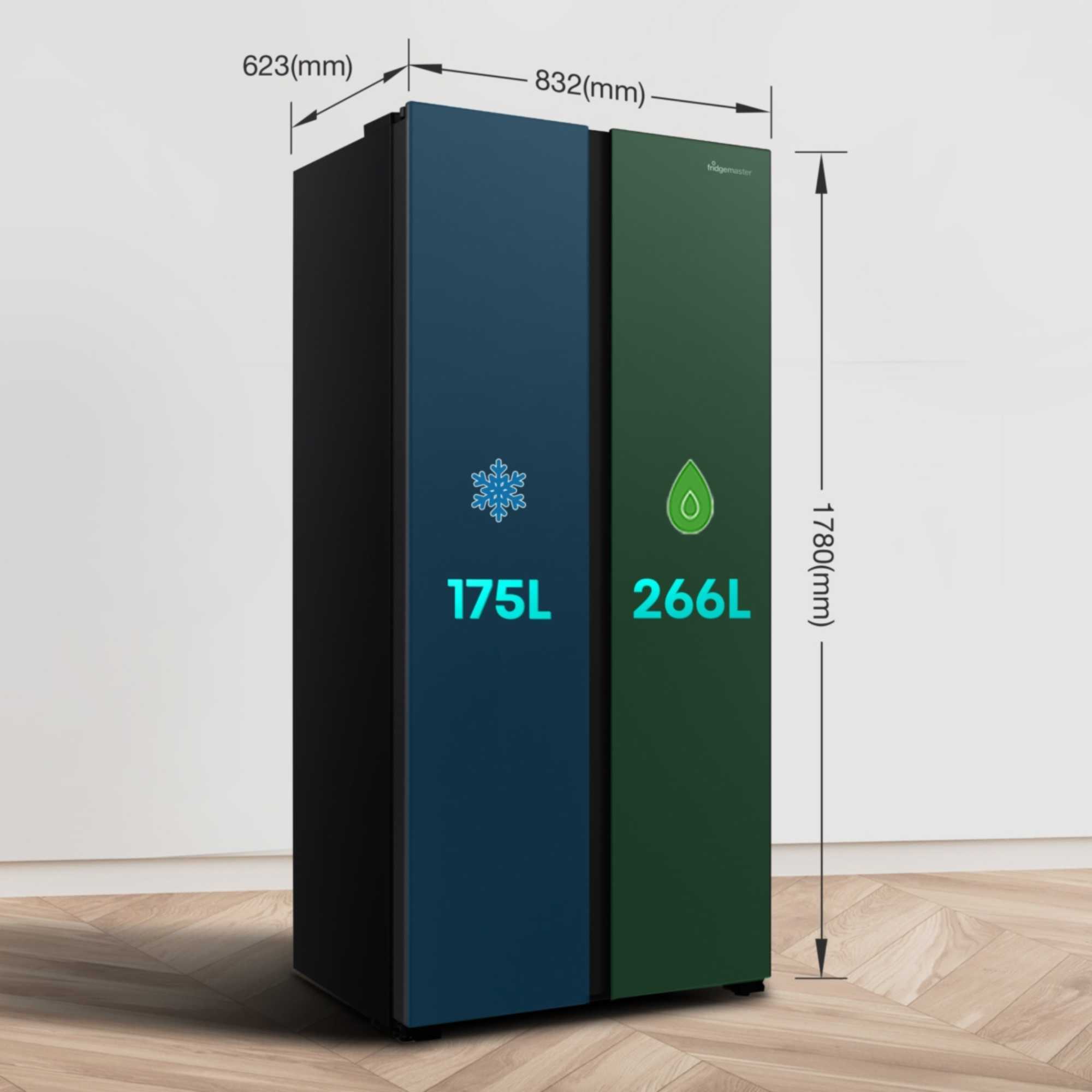 MS83430EB 441l Side By Side American Style Fridge Freezer - Black