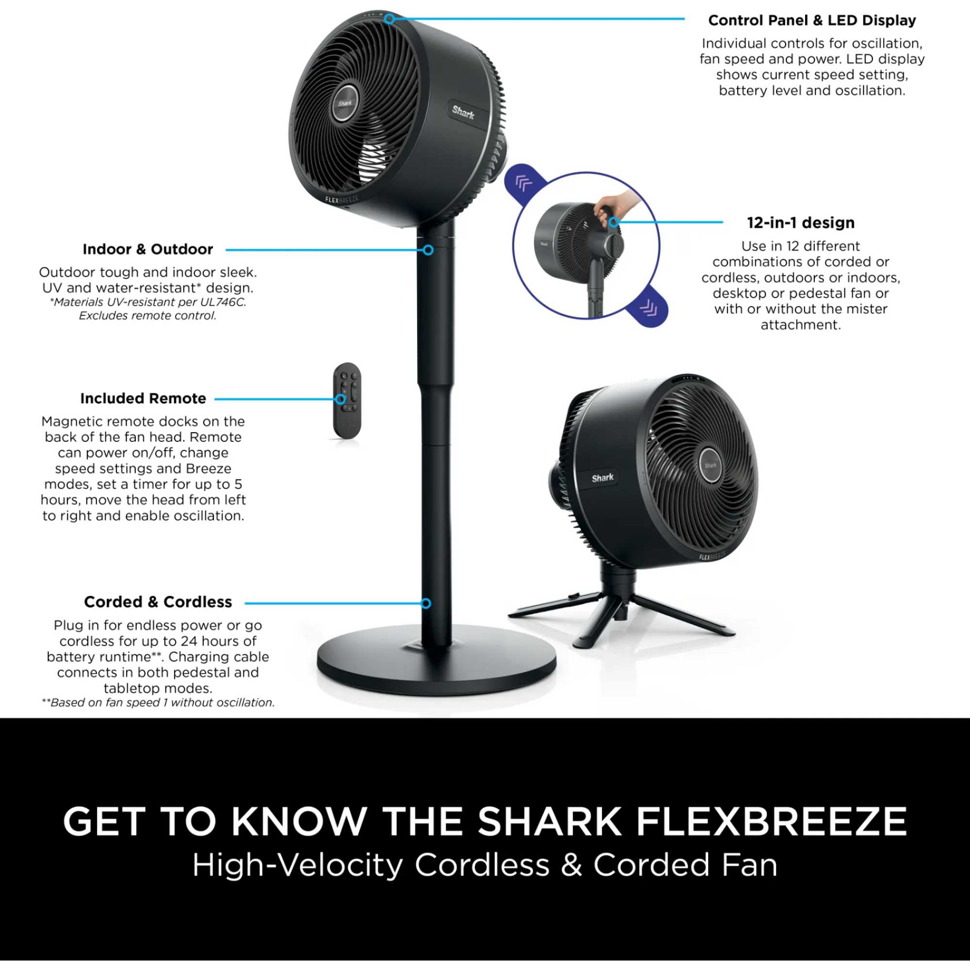 FA220UK FlexBreeze Portable Fan - Black