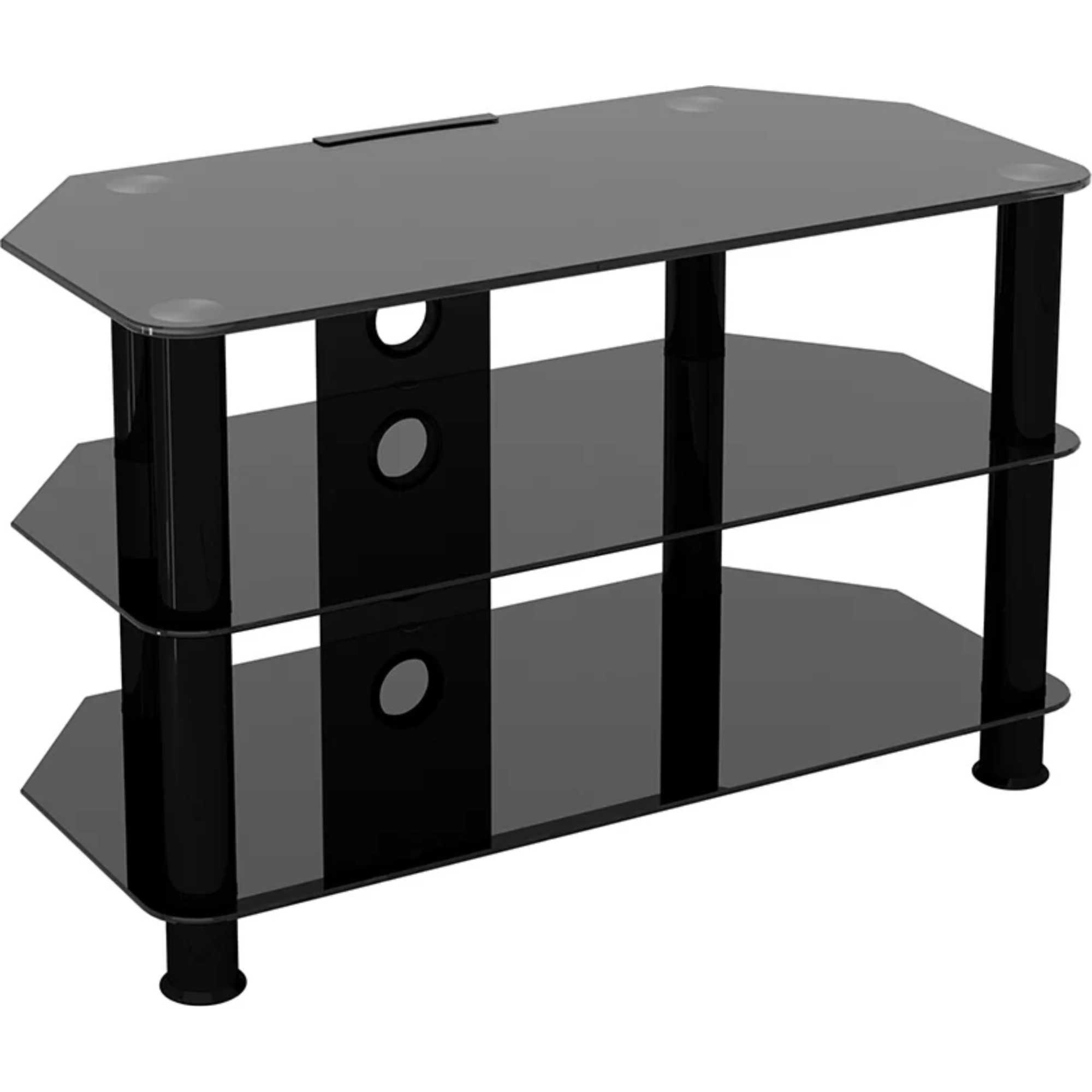 SDC800CMBB 80cm Glass Corner TV Stand - Black