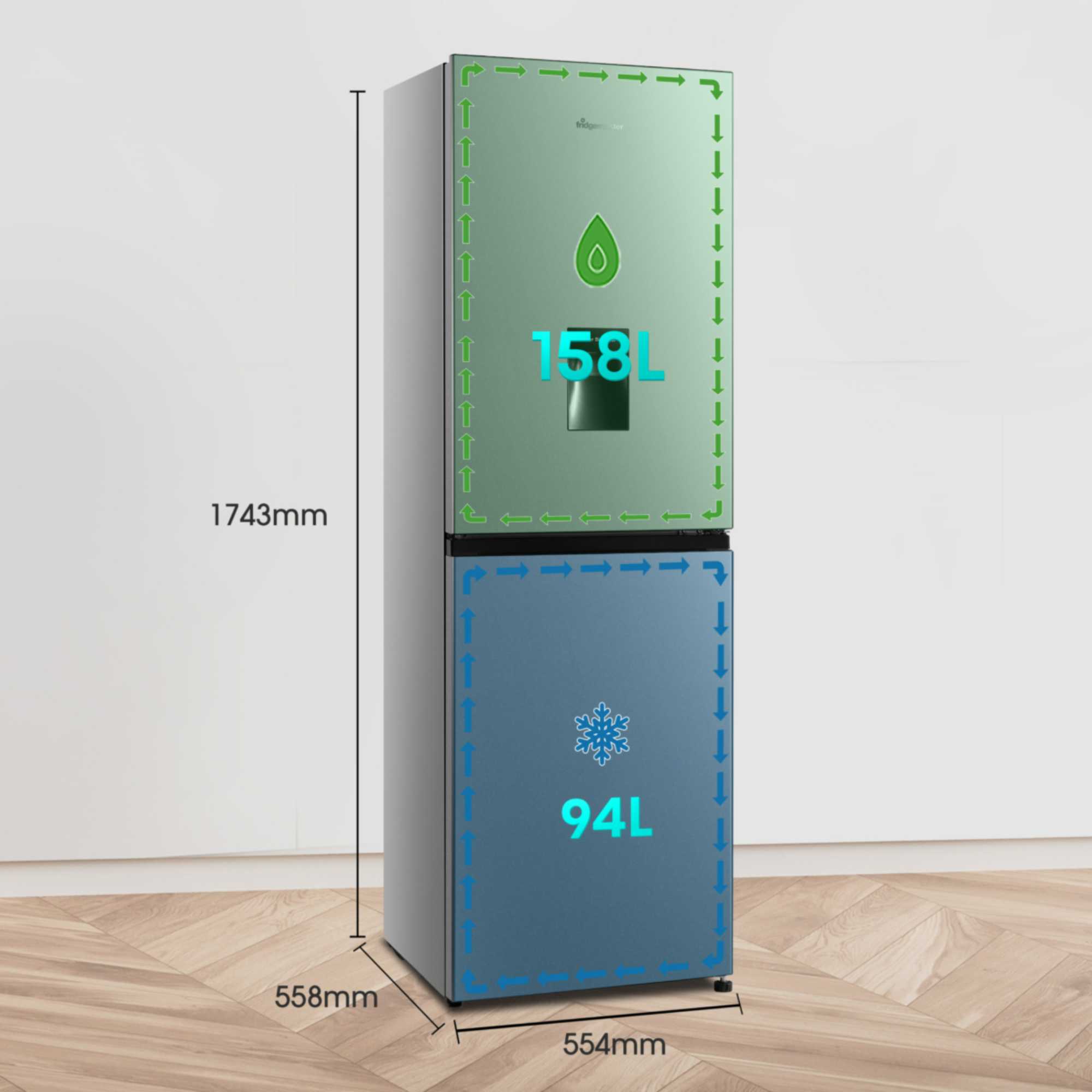 MC55240DES 252l Fridge Freezer with Water Dispenser - Silver