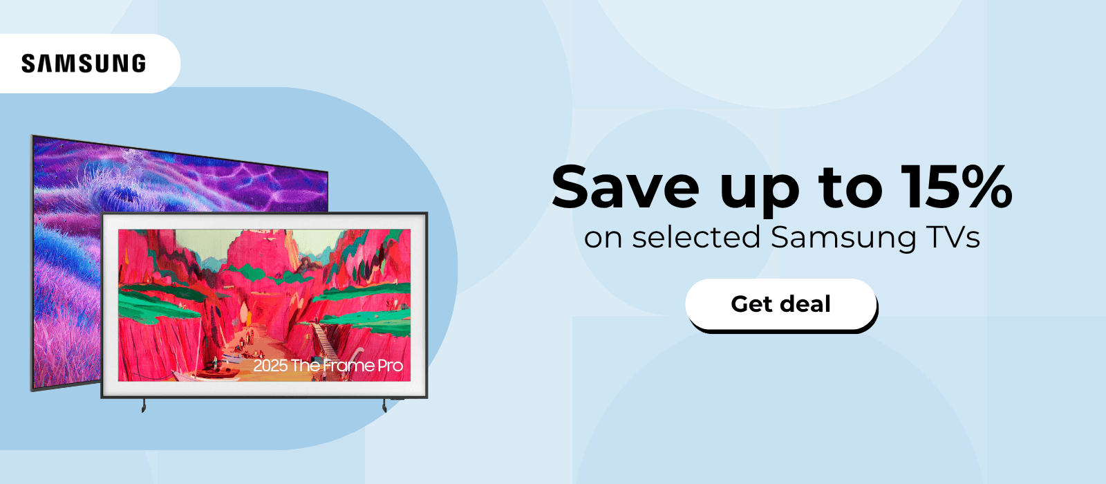Save 15% on samsung TVs