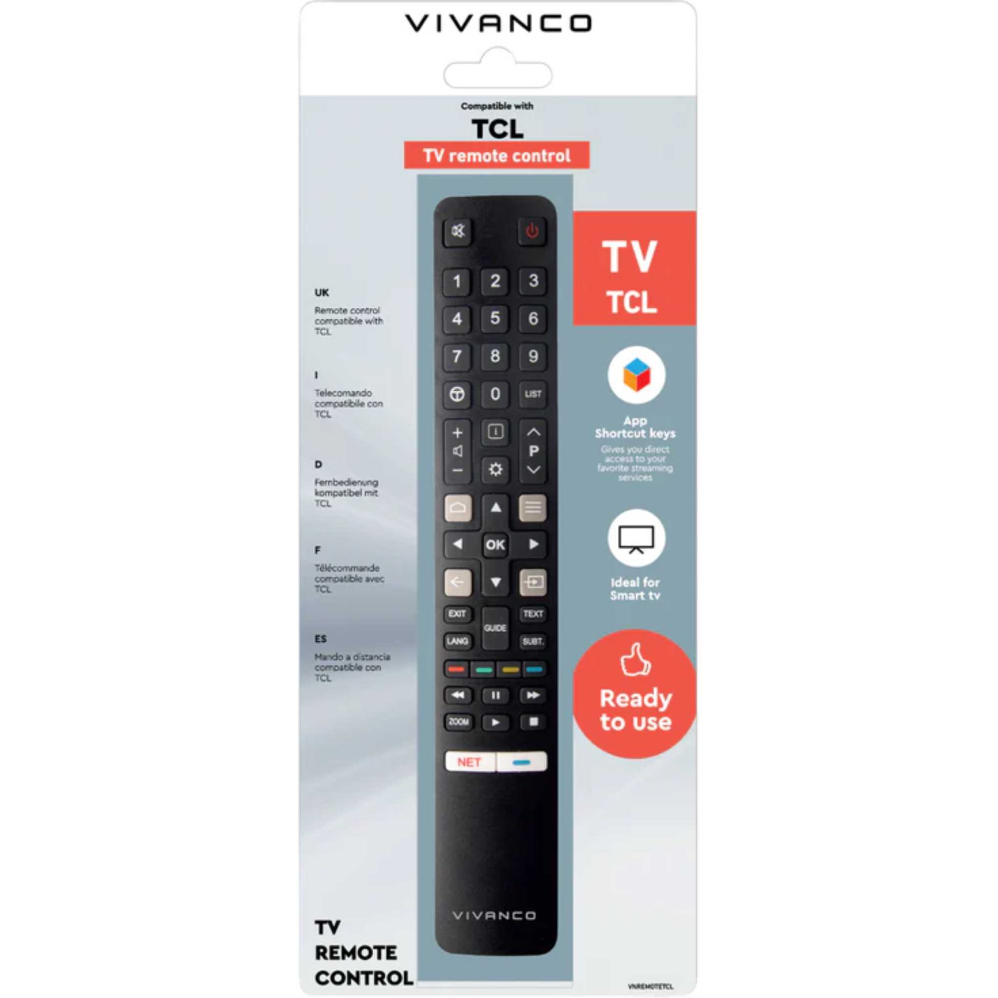 VVREMOTETCL Remote Control for TCL TVs