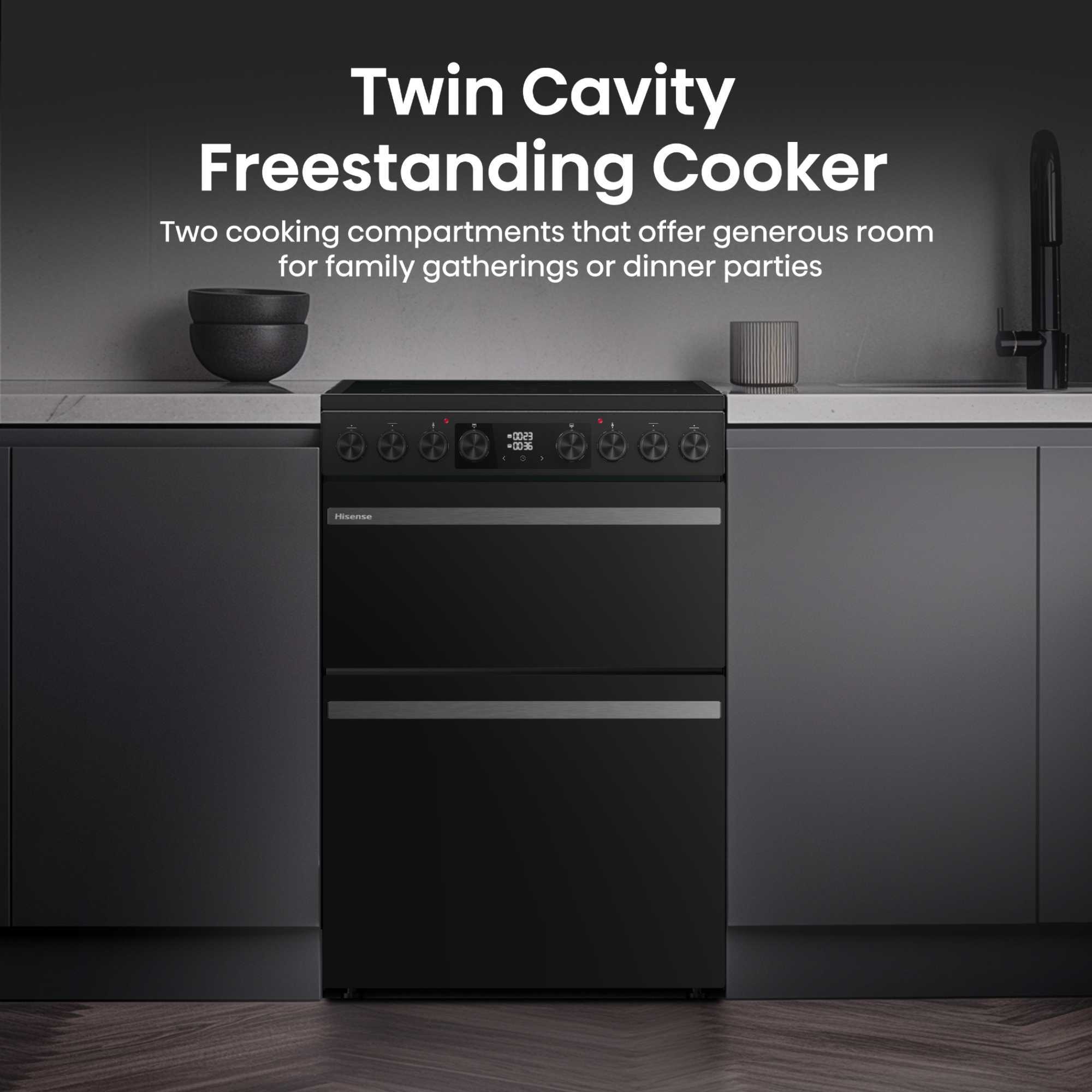 HDCEC6C20B Double Oven Cooker with Ceramic Hob - Black