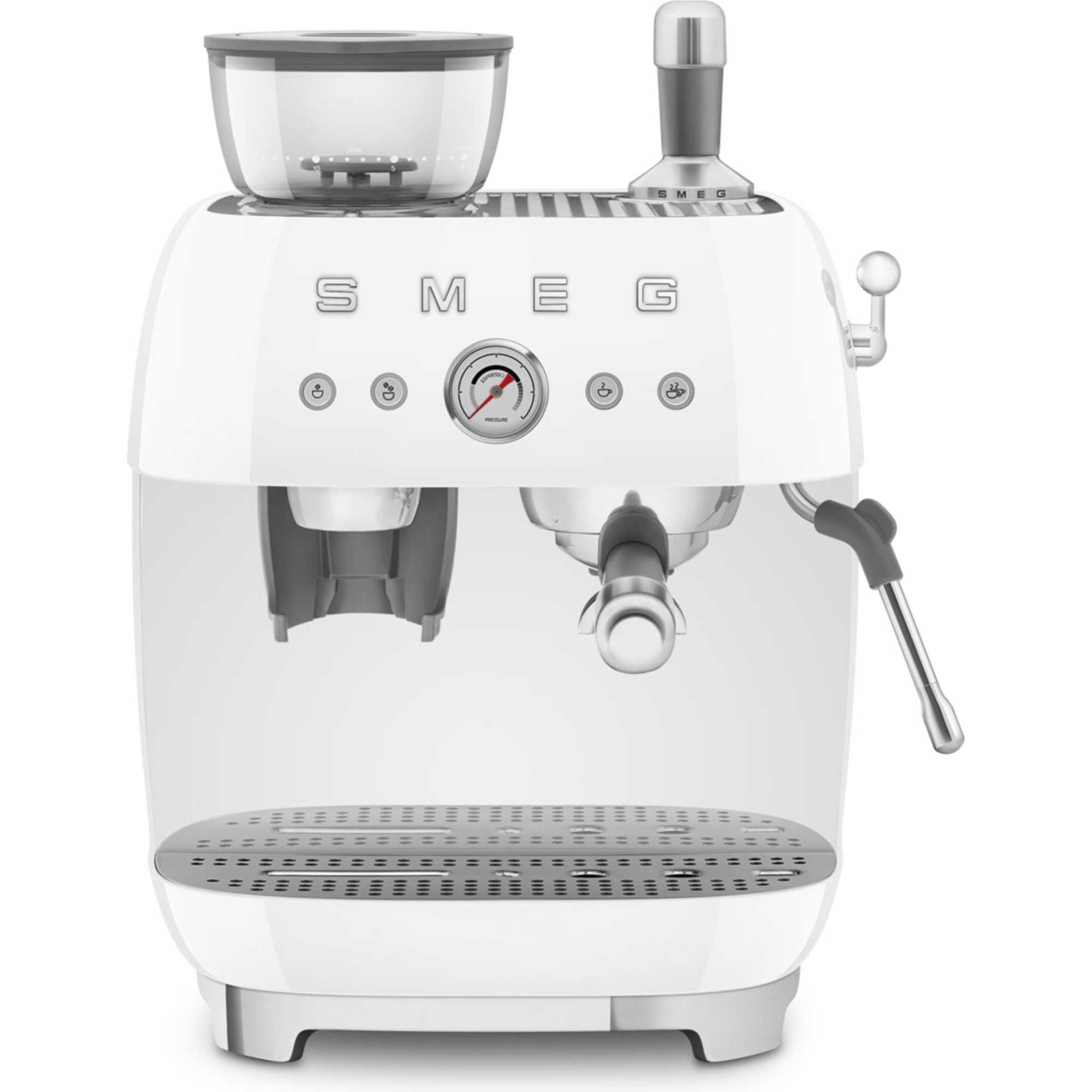 Smeg EGF03WHUK 50's Style Espresso Coffee Machine with Grinder - White