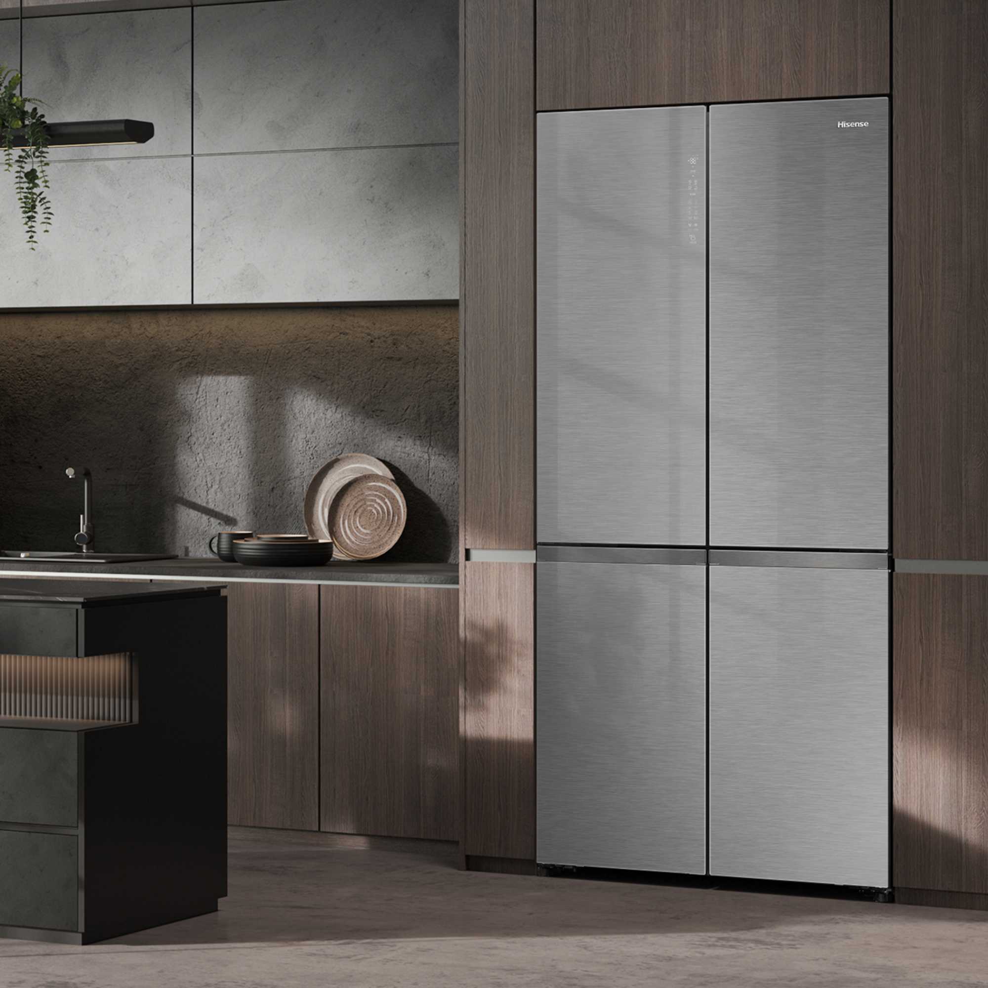 RQ768N4GVE 591L Total No Frost American Style Fridge Freezer - Silver Glass