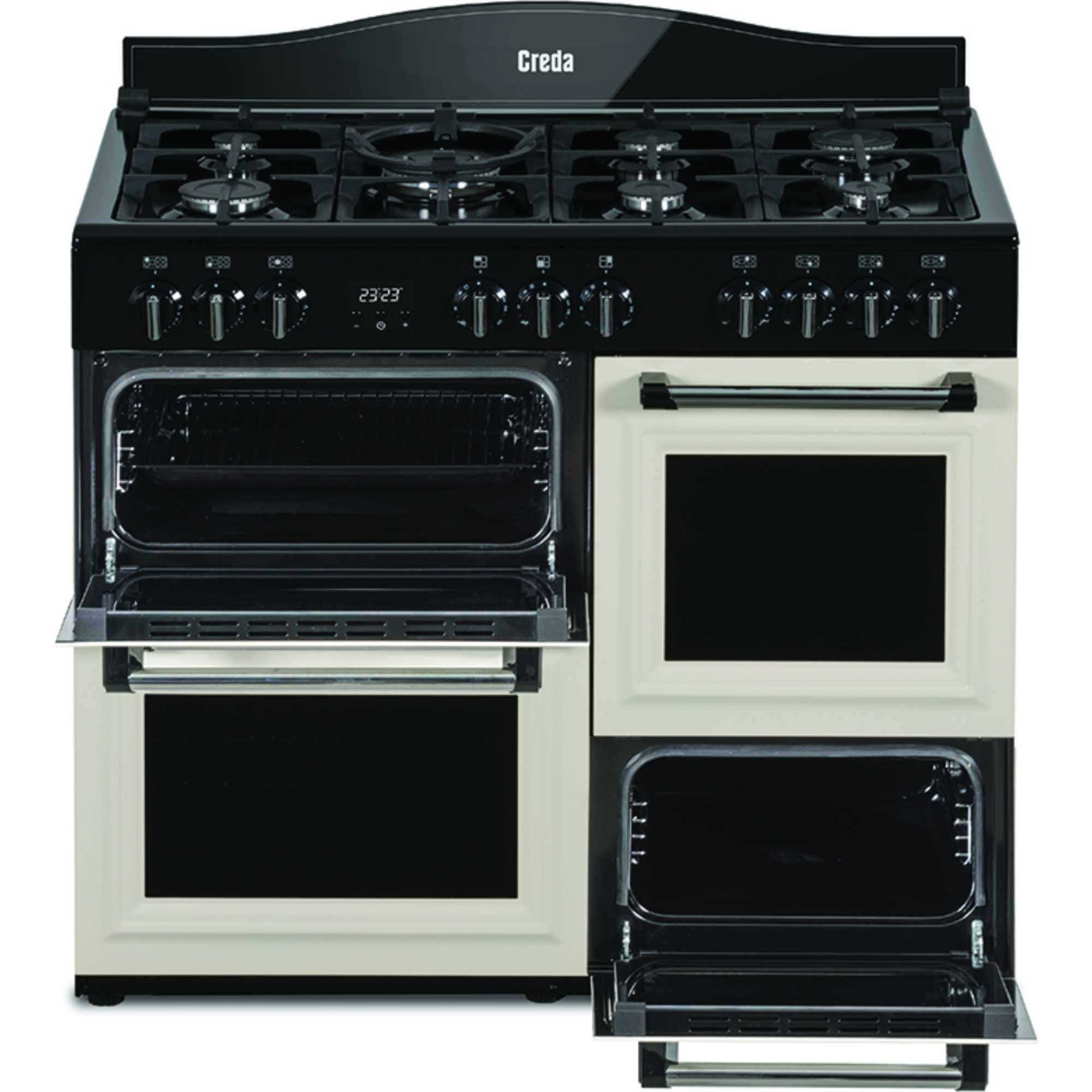 C100RCDFT 1000mm Dual Fuel Range Cooker with Wok Burner - Cream