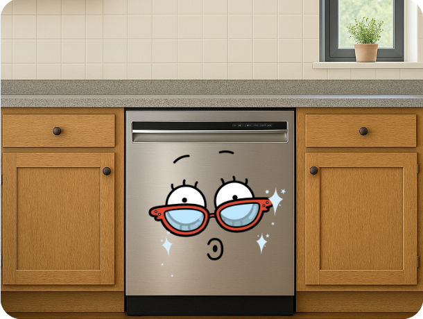 A dishwasher installed in a kitchen.