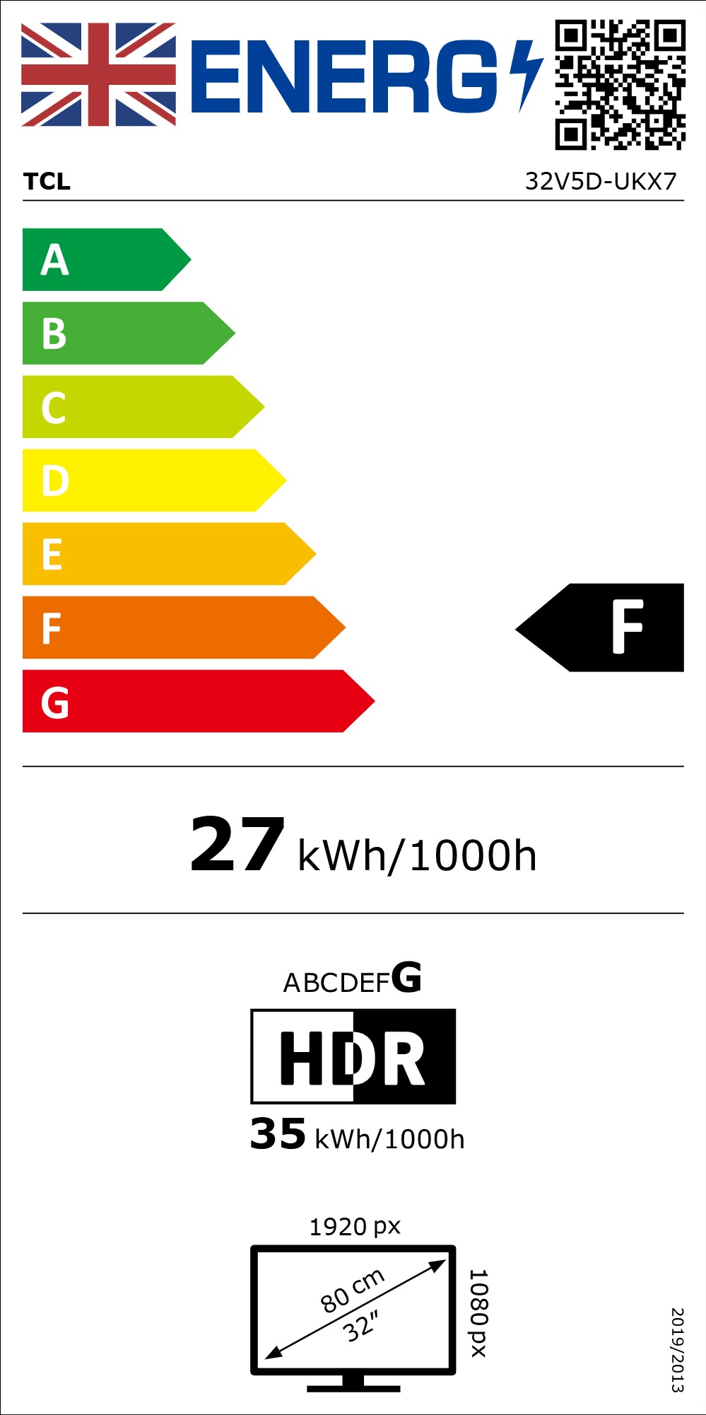 TCL V5D-UK 32" Full HD HDR QLED Freely Smart TV - 32V5DUK
